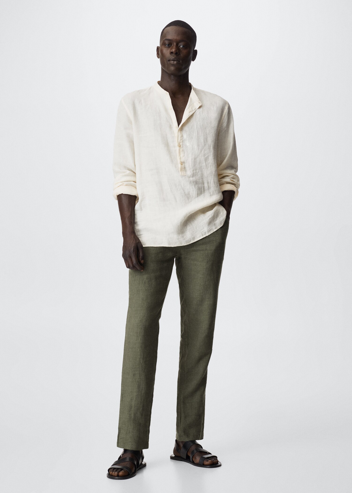 Slim fit linen trousers - General plane