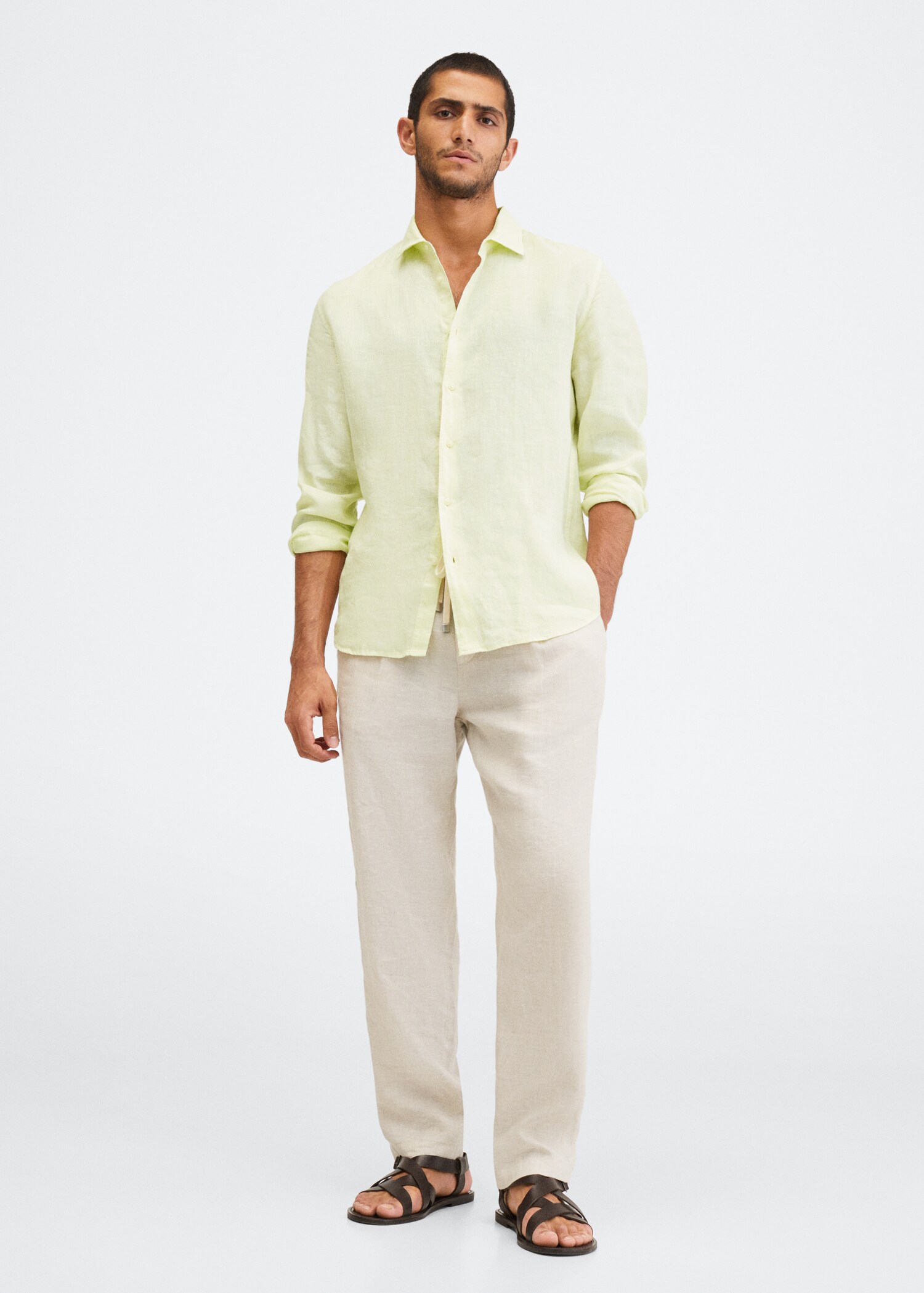 Regular-fit 100% linen shirt - General plane
