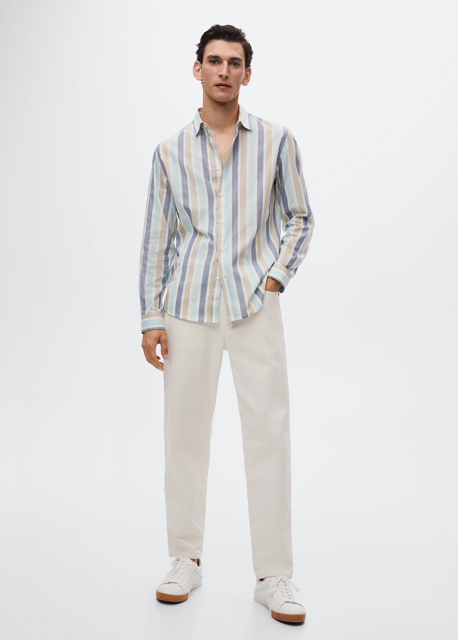 Slim fit striped cotton shirt - General plane