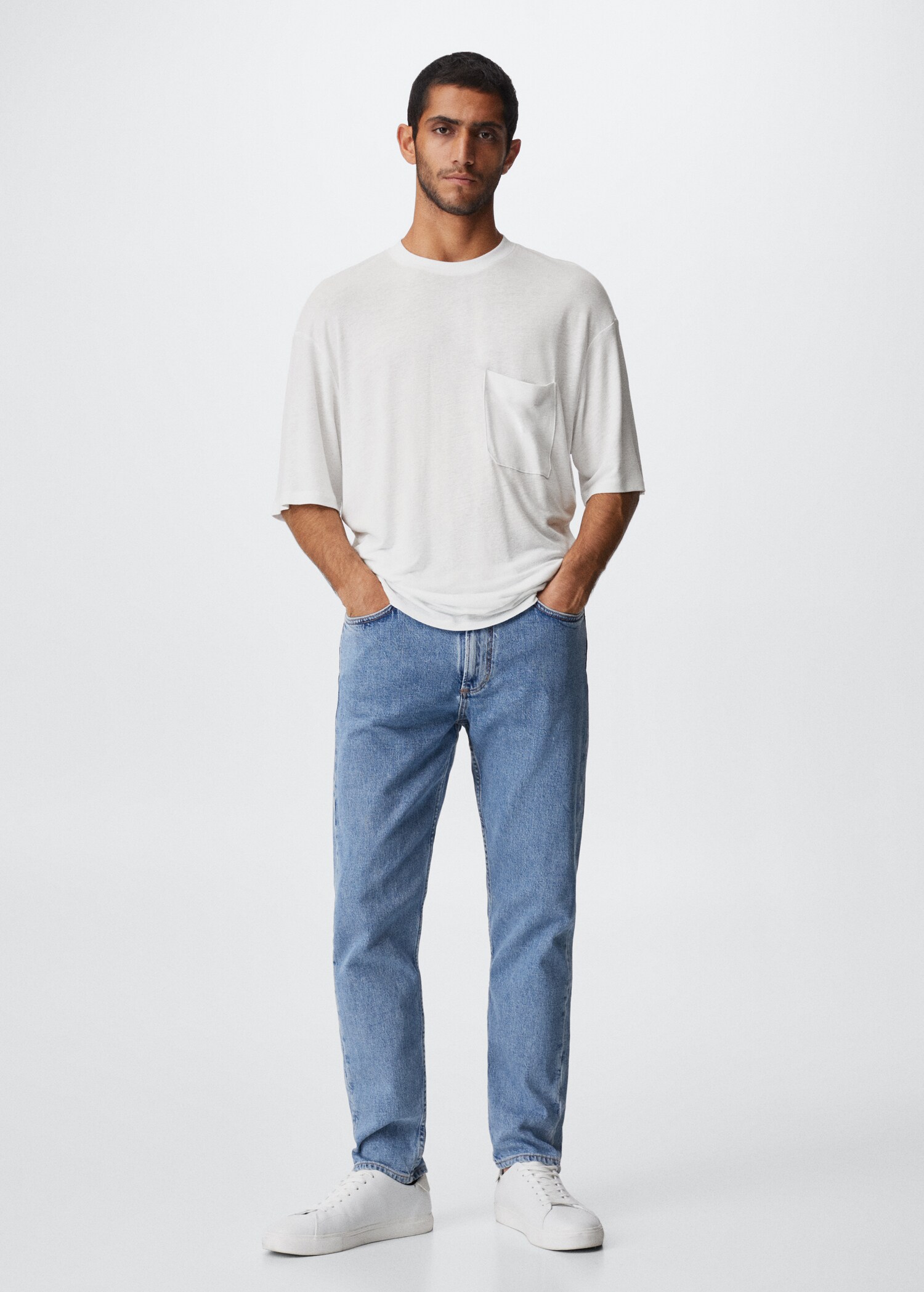 Linne-blandning flowy t-shirt - Allmän bild