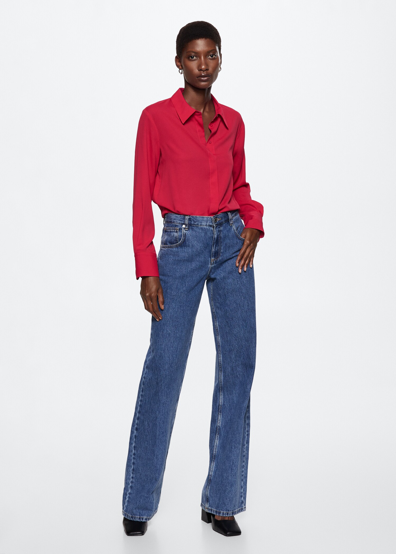 Soepelvallende blouse met knopen - Overzichtstekening