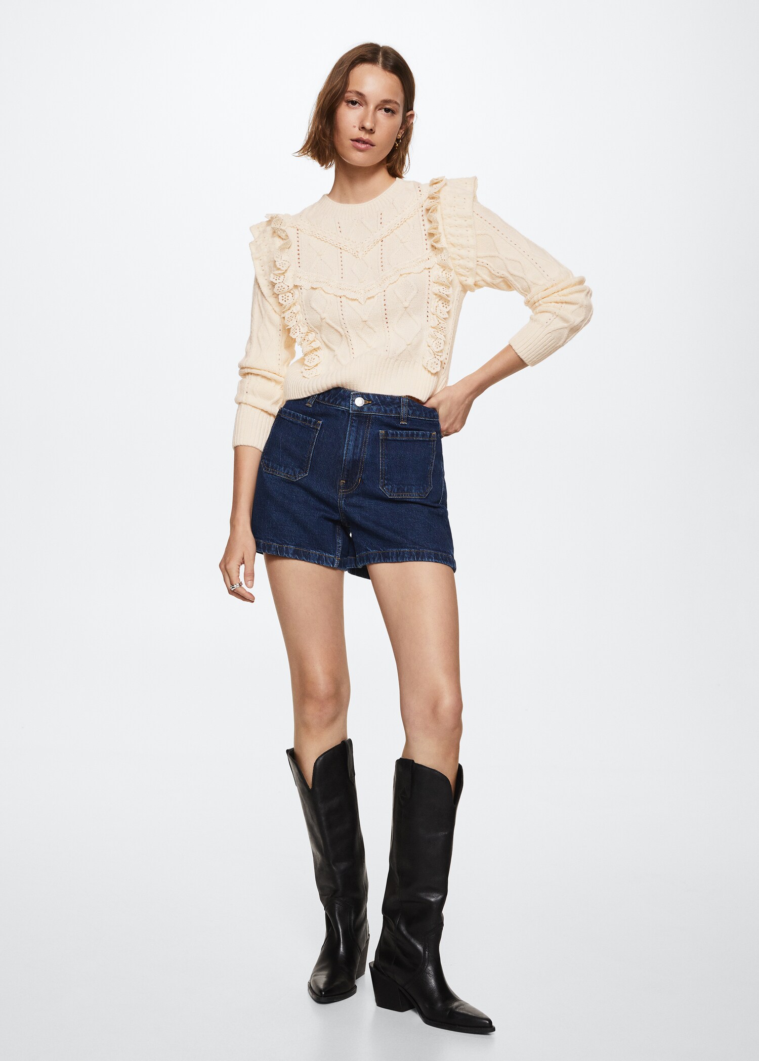 Frilled openwork sweater - General plane