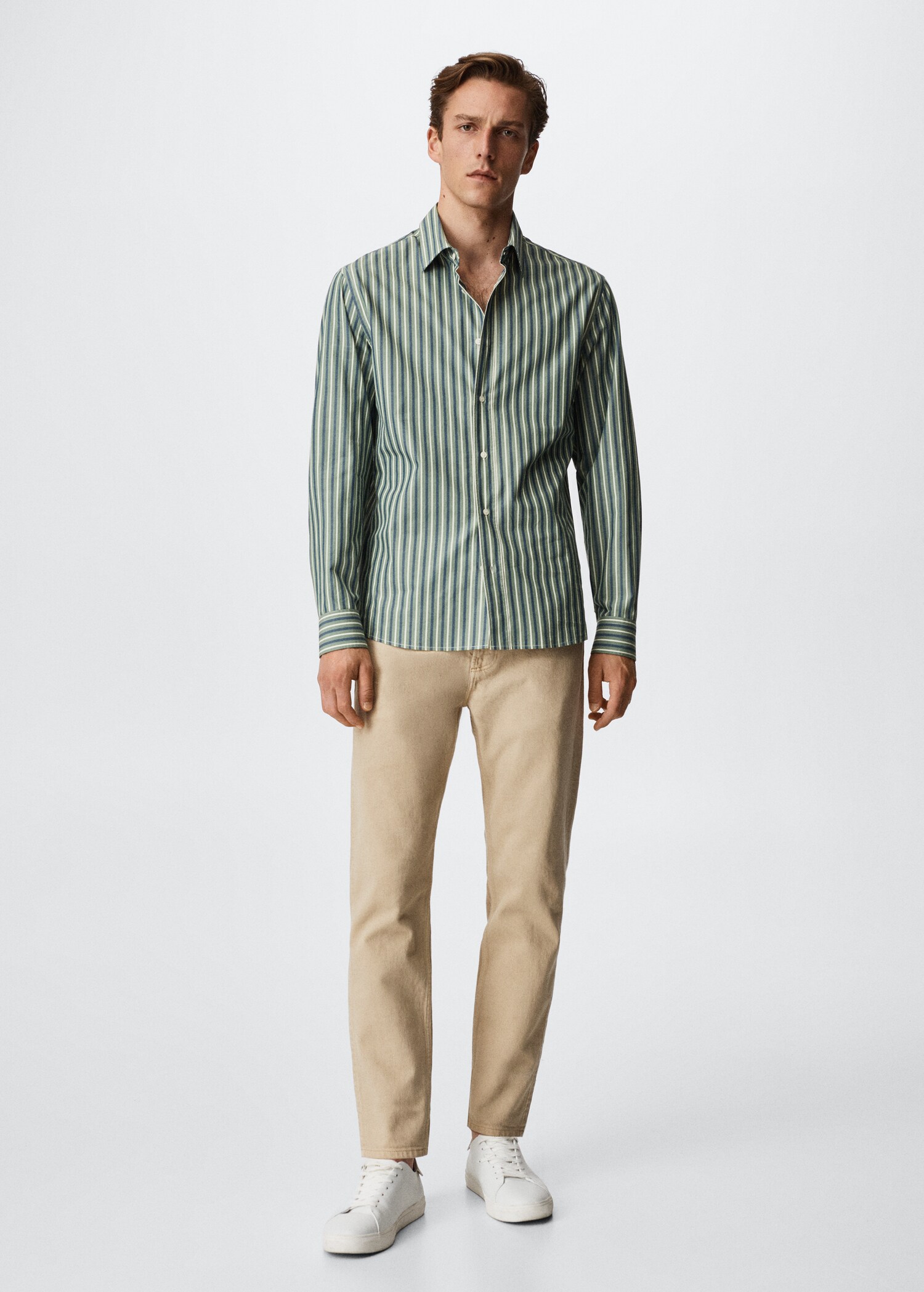 Camisa slim fit cotó ratlles - Pla general