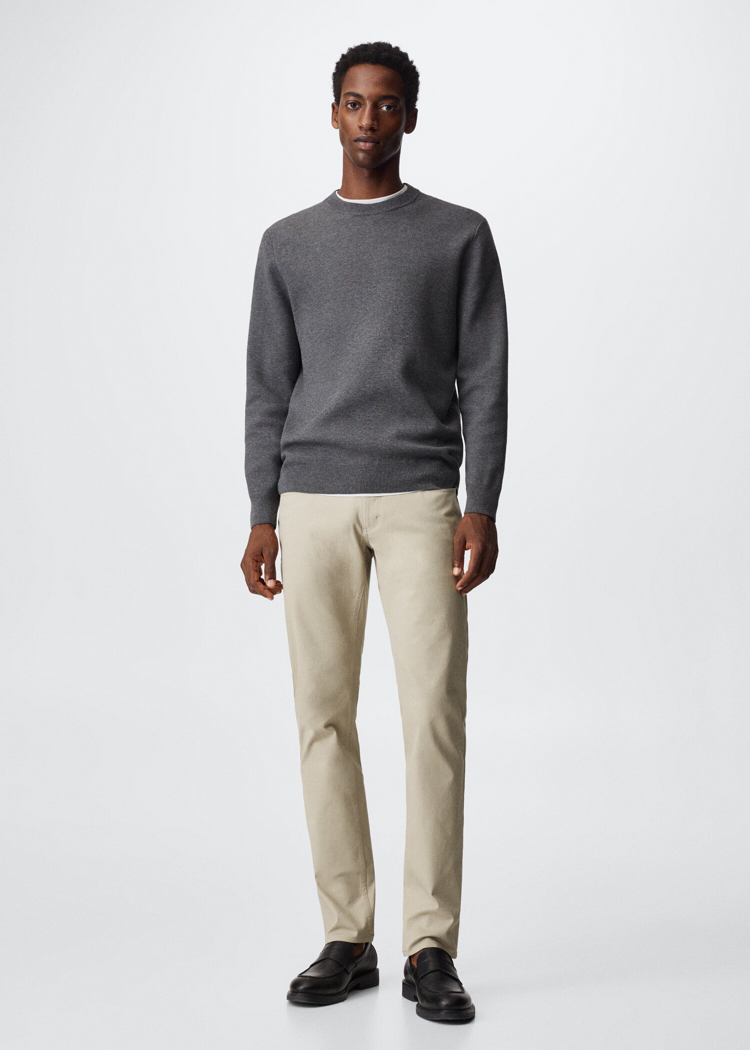 Slim fit denim-effect serge pants - General plane