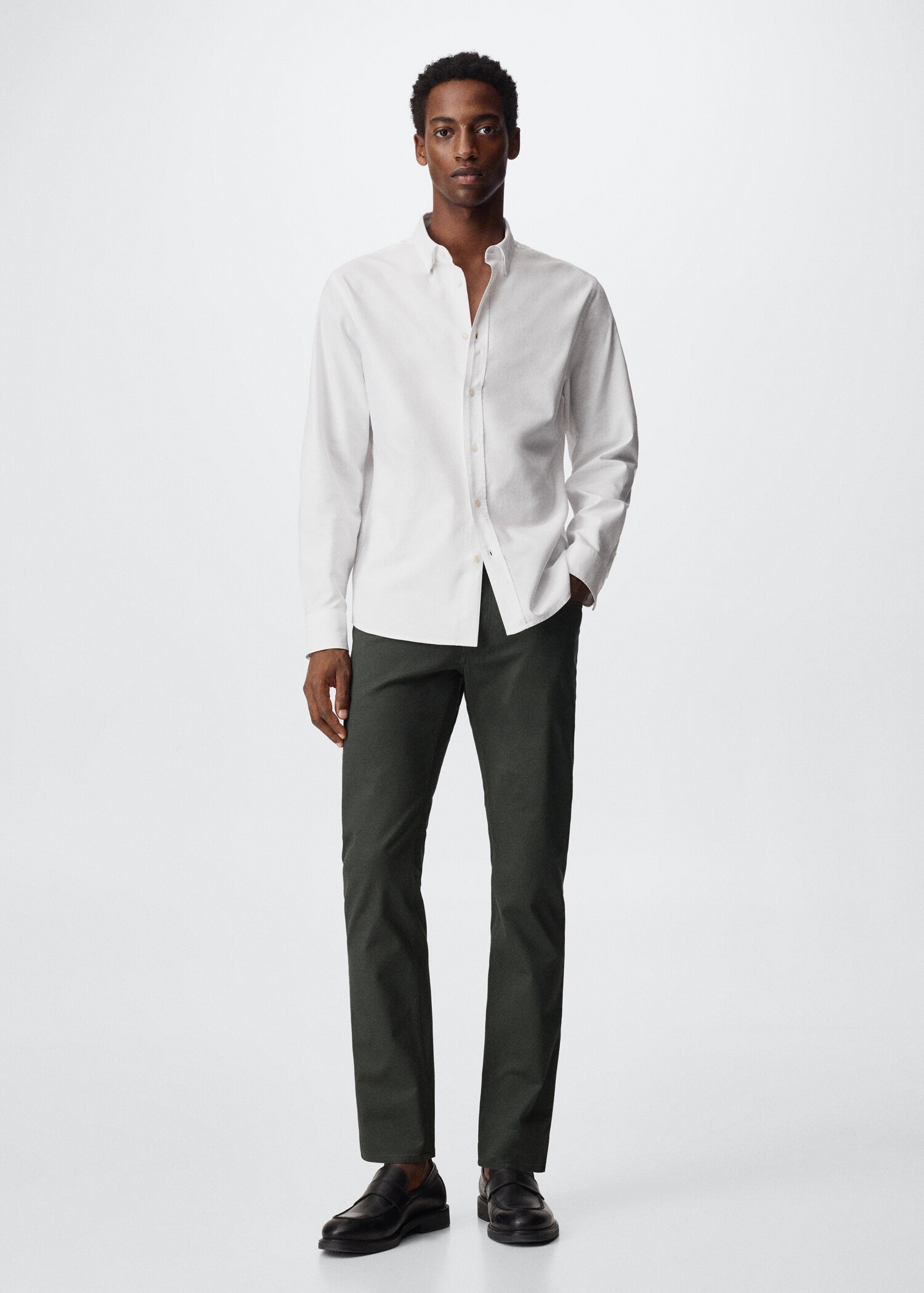 Slim fit denim-effect serge trousers - General plane