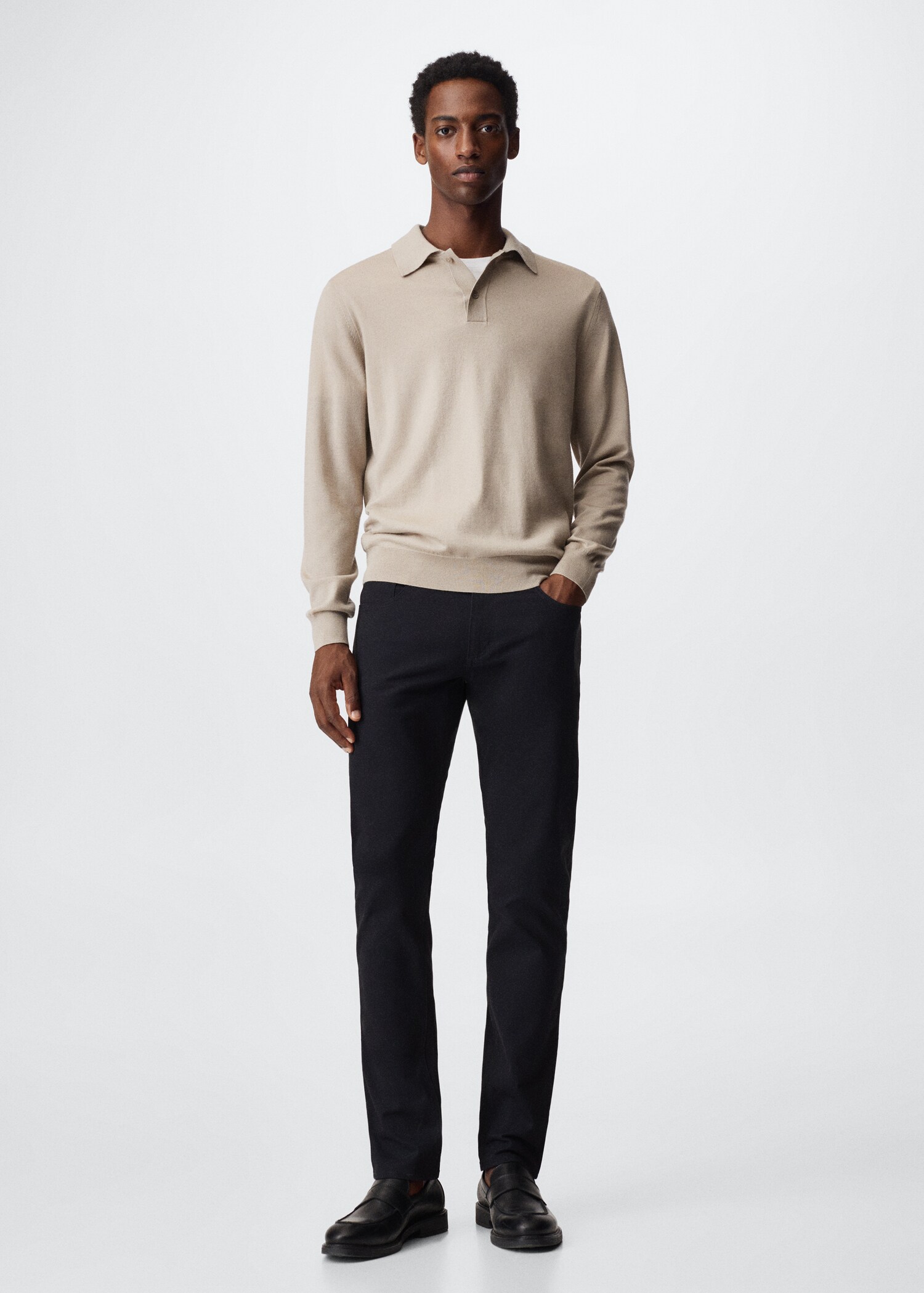 Slim fit denim-effect serge trousers - General plane