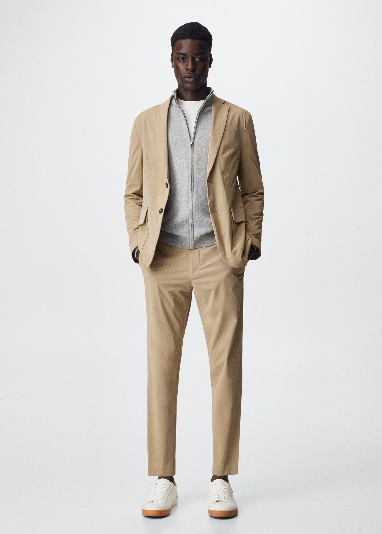 Slim-fit stretch suit trousers - General plane