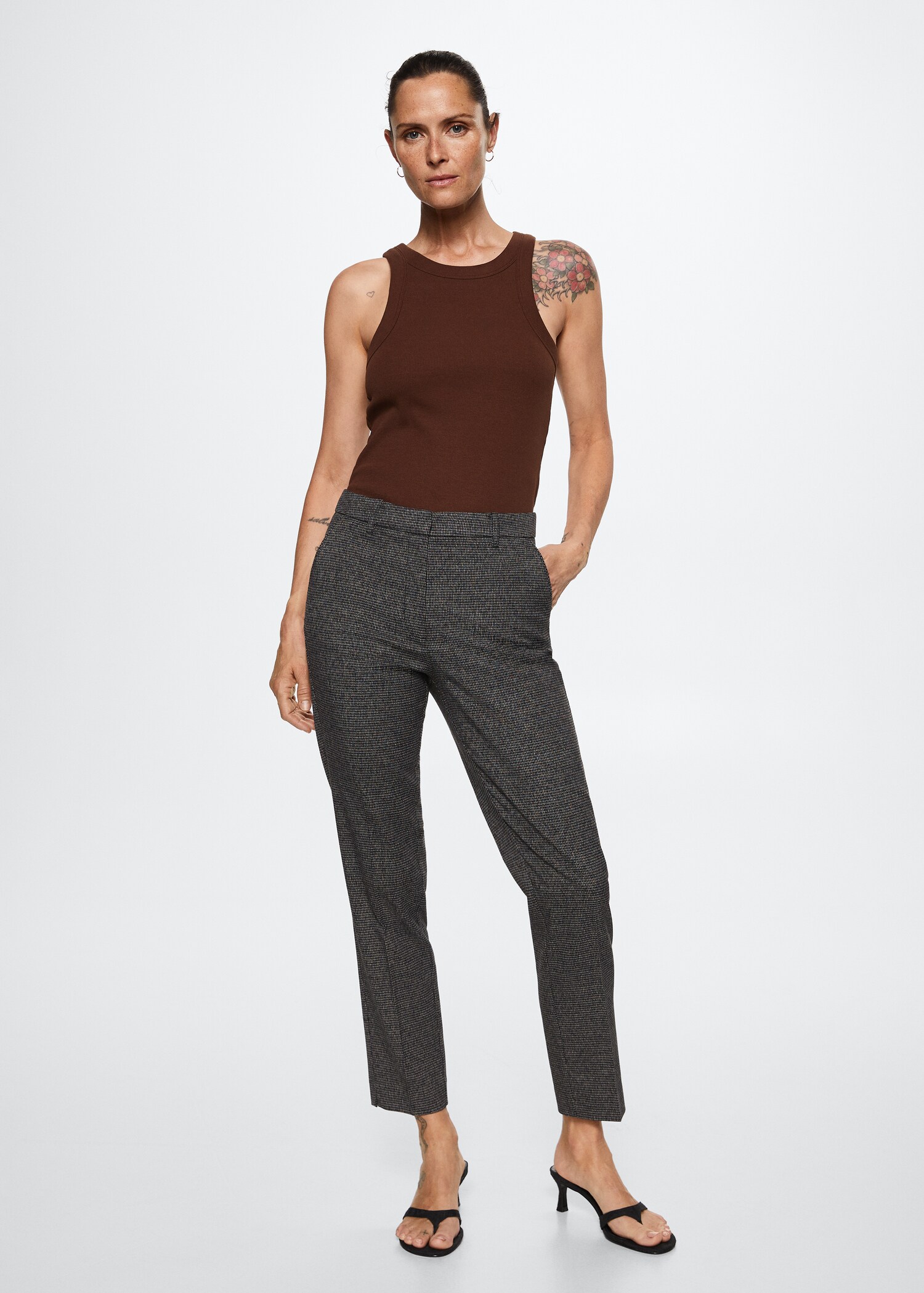Skinny houndstooth suit trousers - General plane