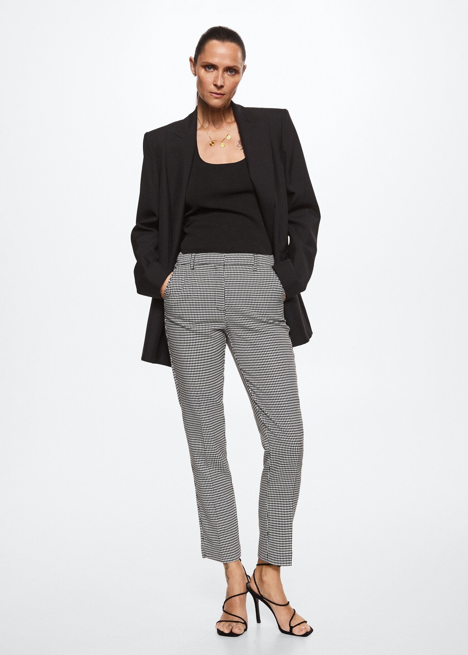 Skinny houndstooth suit trousers - General plane