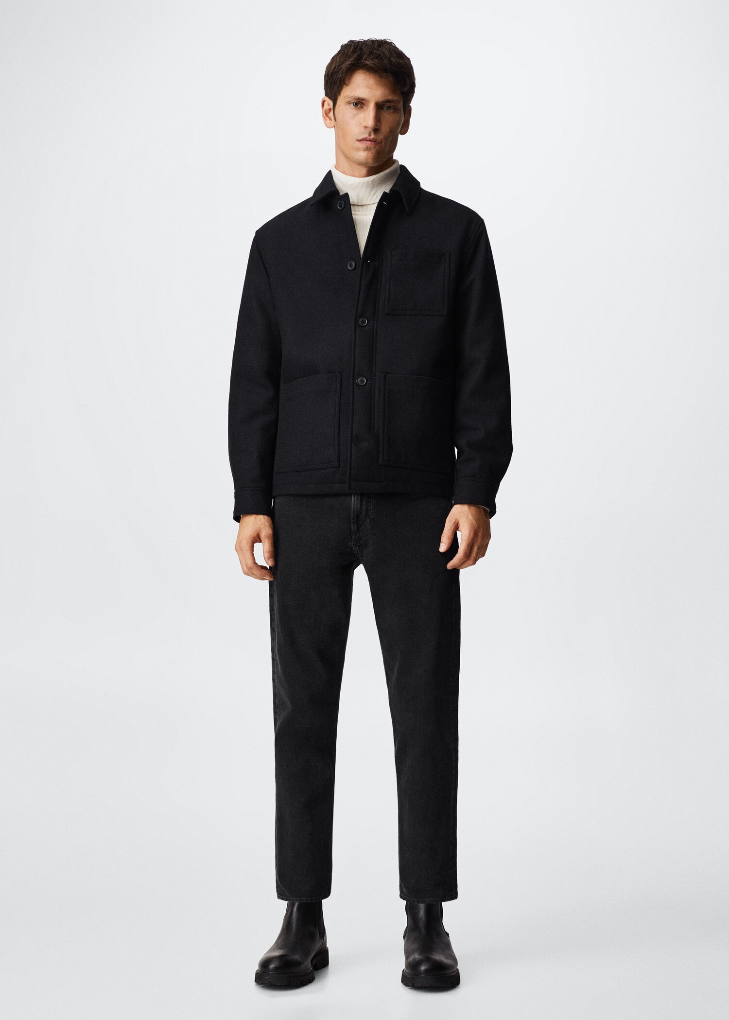 Wool-blend jacket with pockets - General plane