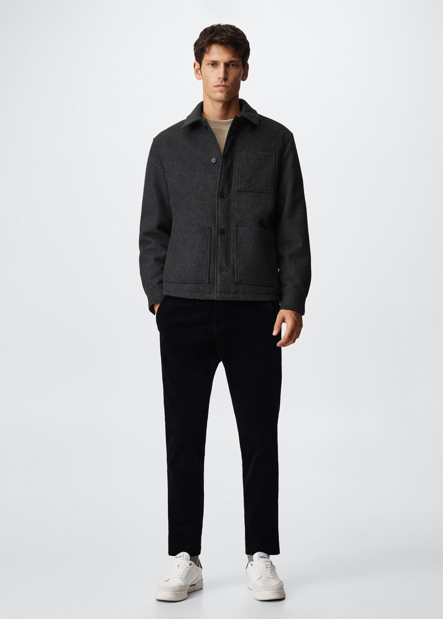 Wool-blend jacket with pockets - General plane