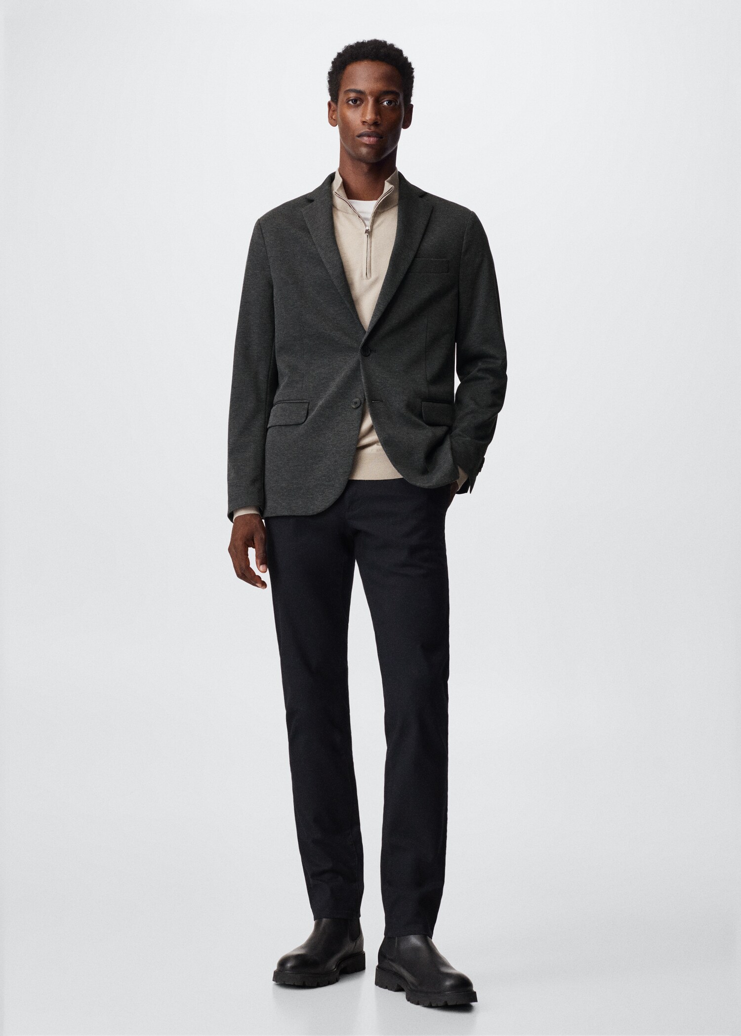 Structured cotton blazer - General plane