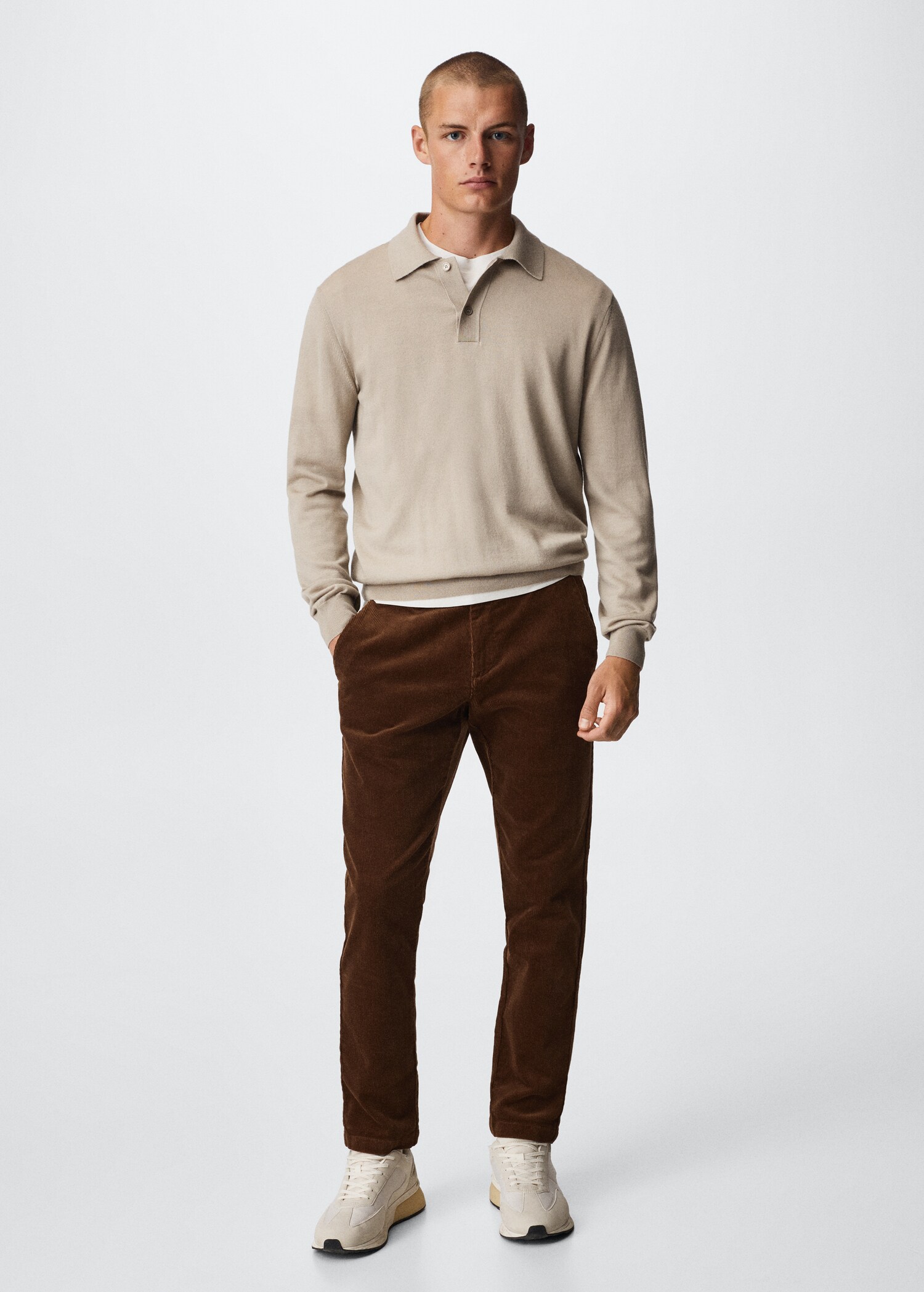 Tapered cropped corduroy trousers - General plane