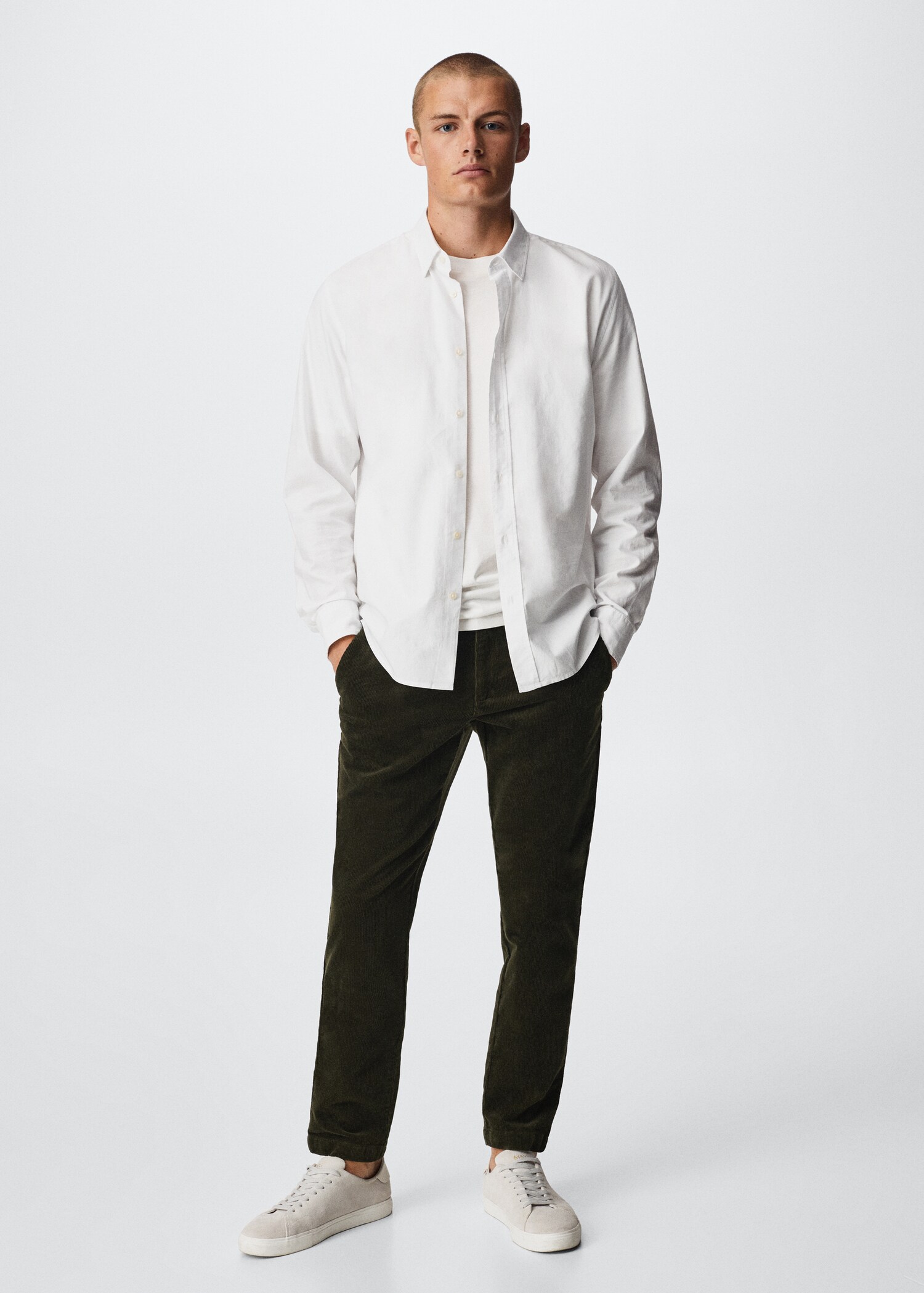 Tapered cropped corduroy trousers - General plane