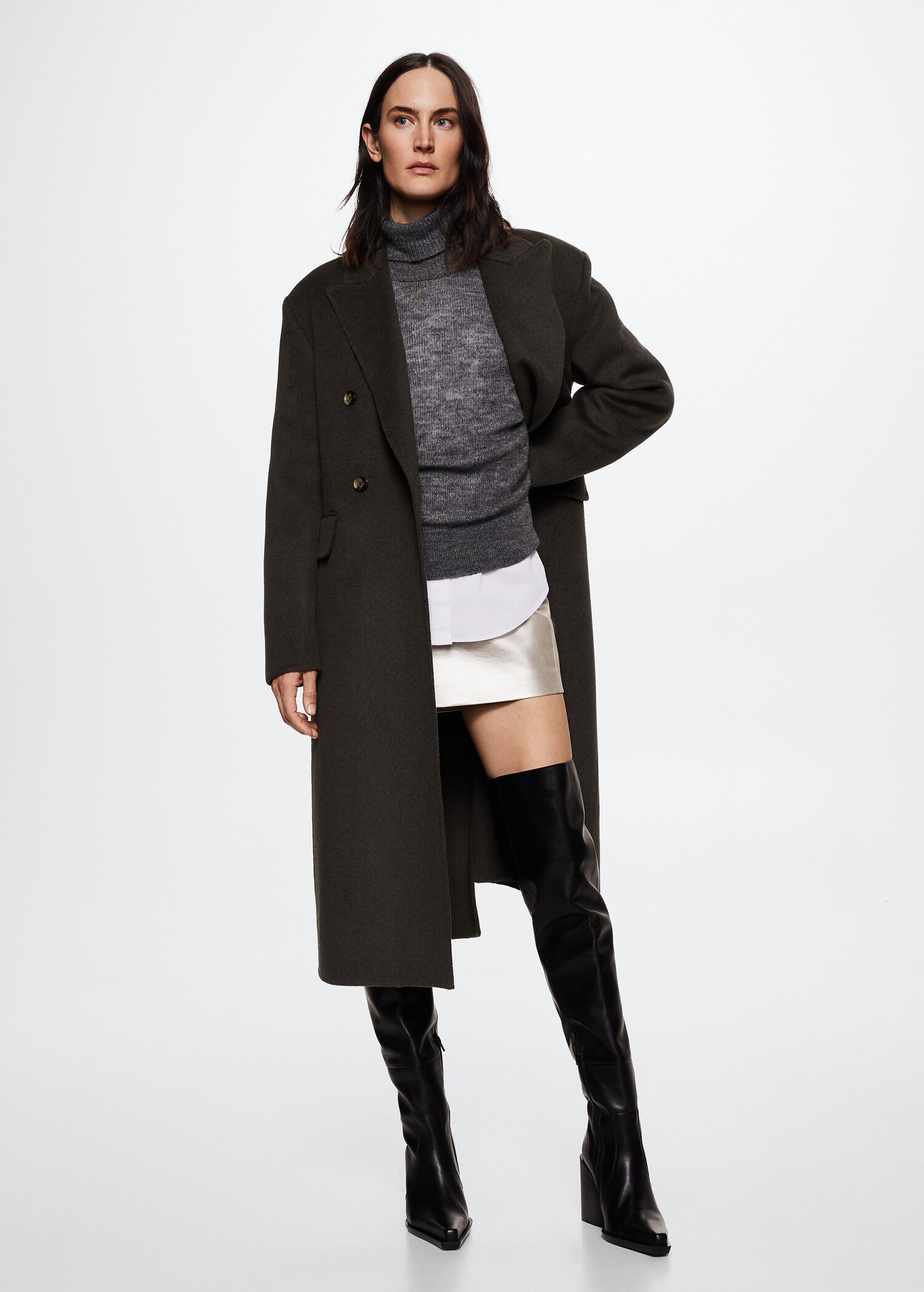 Manteau laine fait main ceinture - Plan général