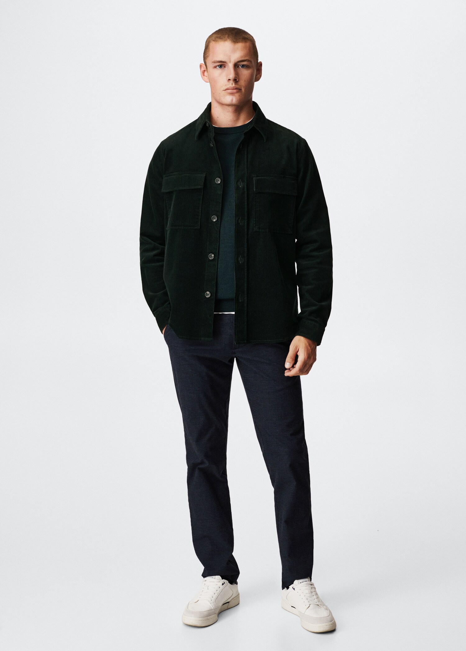 Corduroy pockets overshirt  - General plane