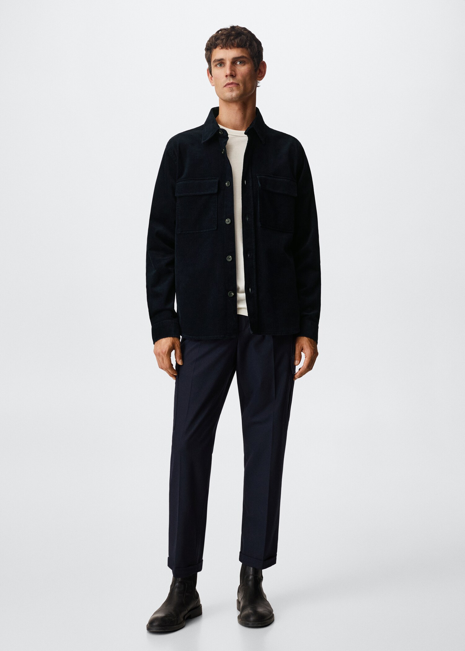 Corduroy pockets overshirt  - General plane
