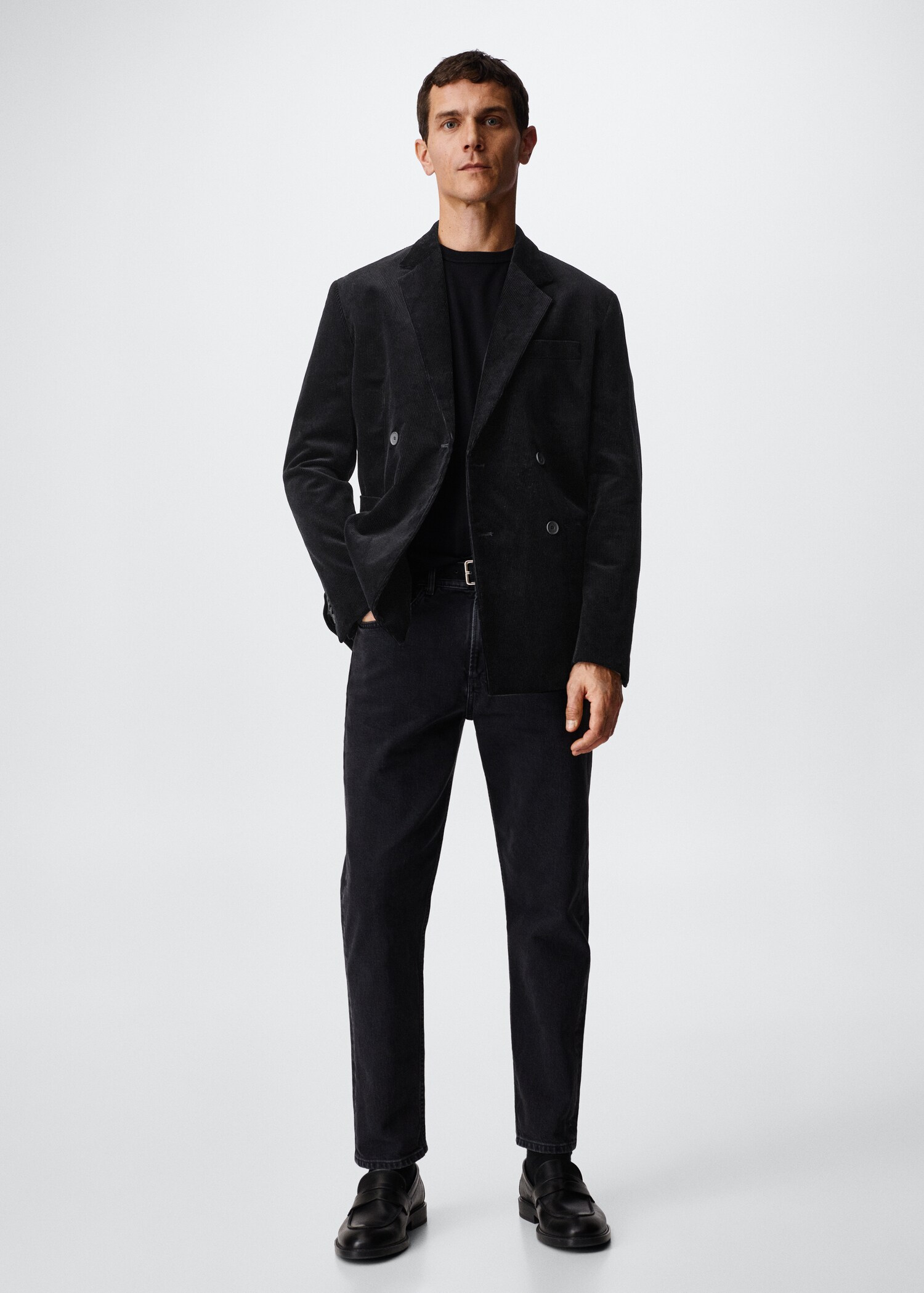 Double-breasted corduroy jacket - General plane