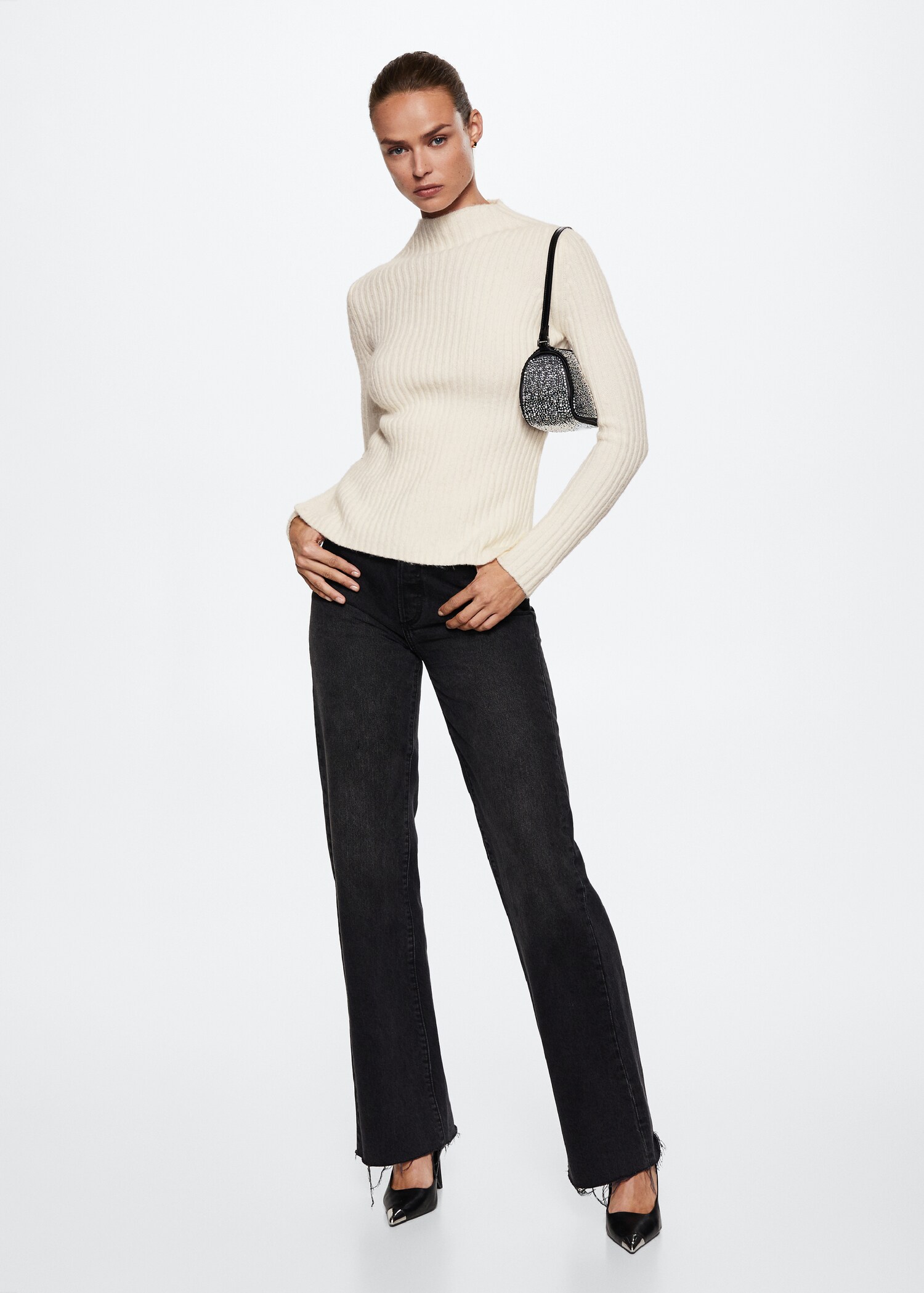 Perkins-neck rib-knit  sweater - General plane