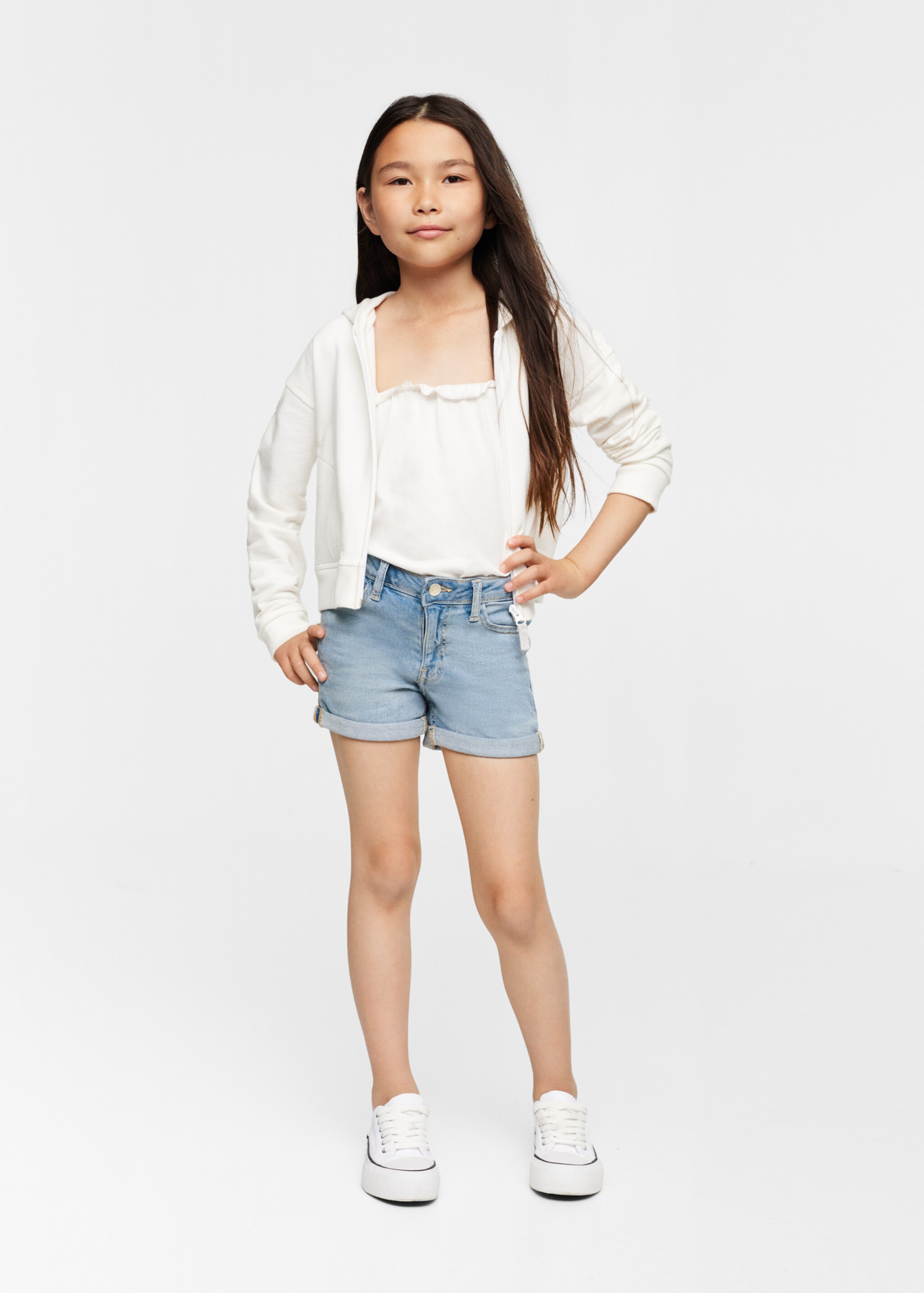 Rolled-up hem denim shorts - General plane