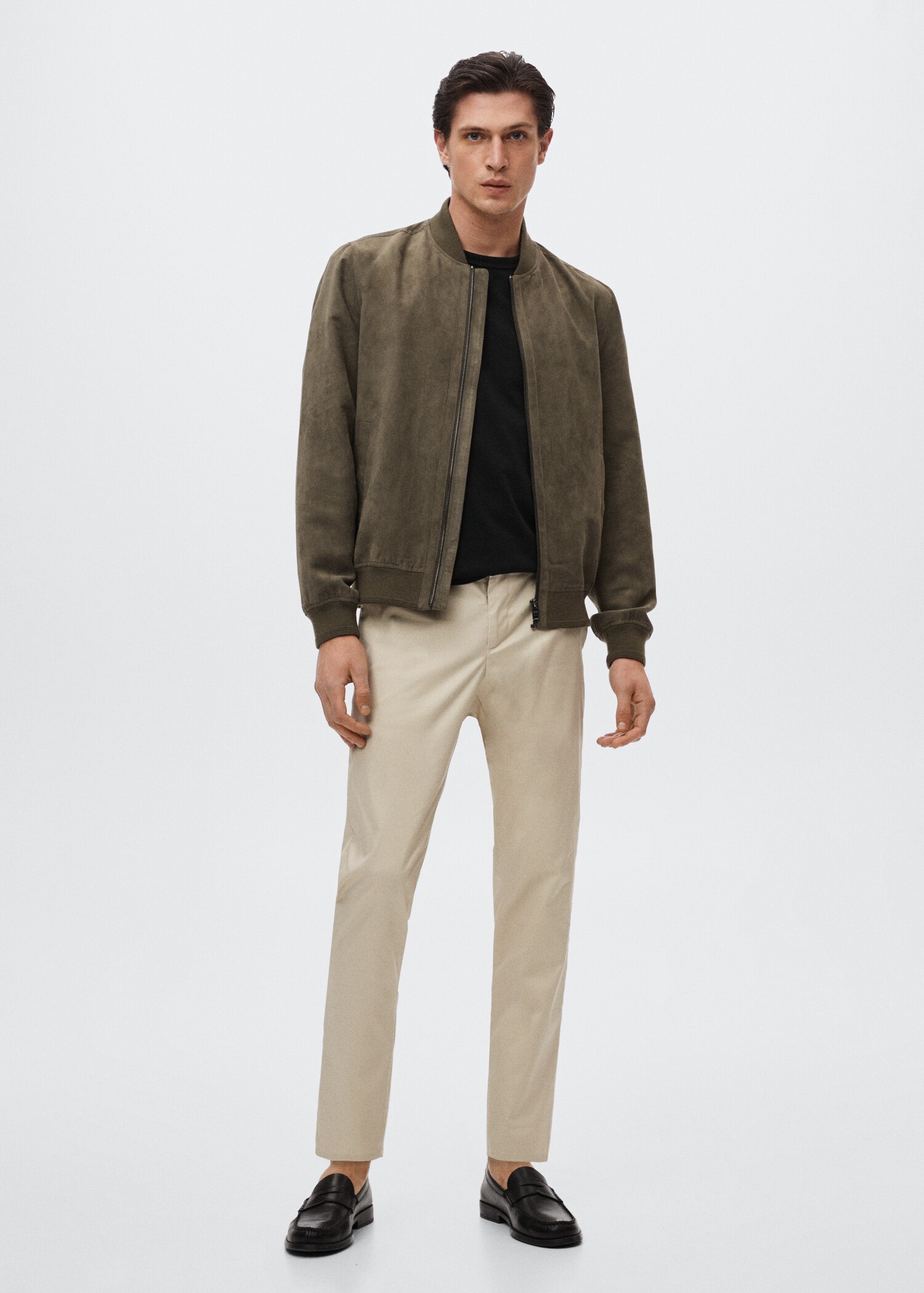 Suede-effect bomber jacket - General plane