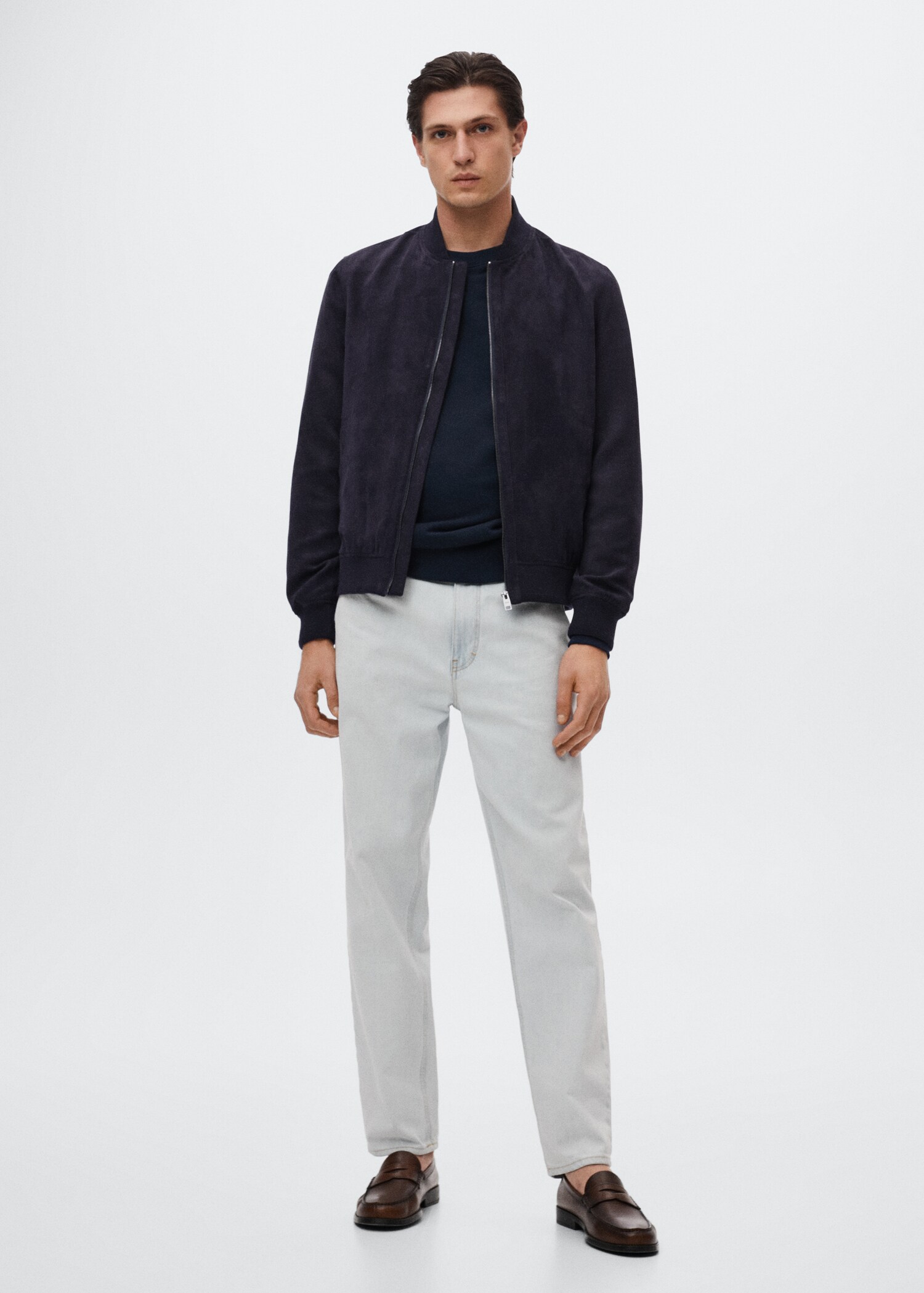 Suede-effect bomber jacket - General plane