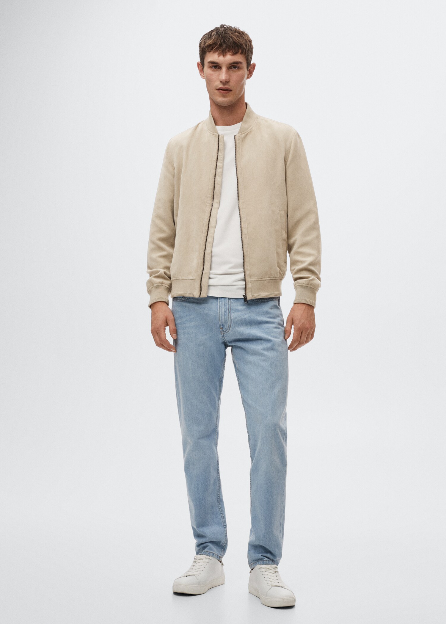 Suede-effect bomber jacket - General plane