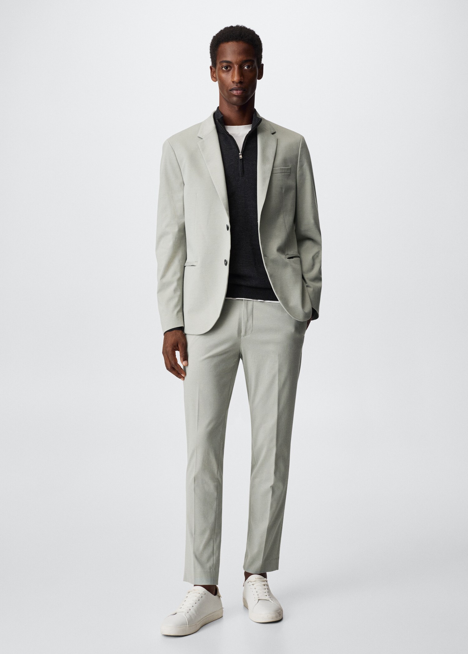 Slim-fit cotton suit jacket - General plane