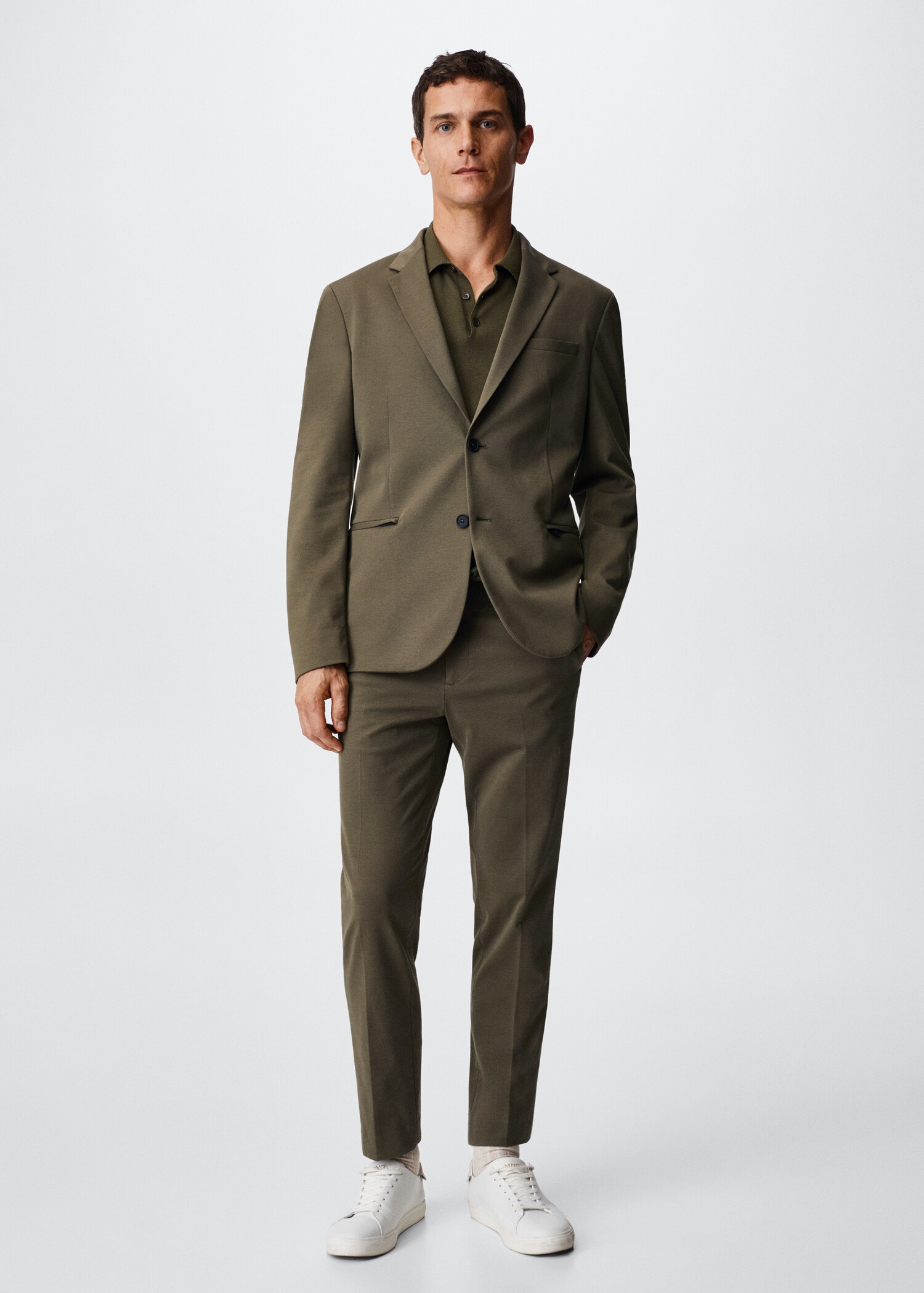 Slim-fit cotton suit jacket - General plane
