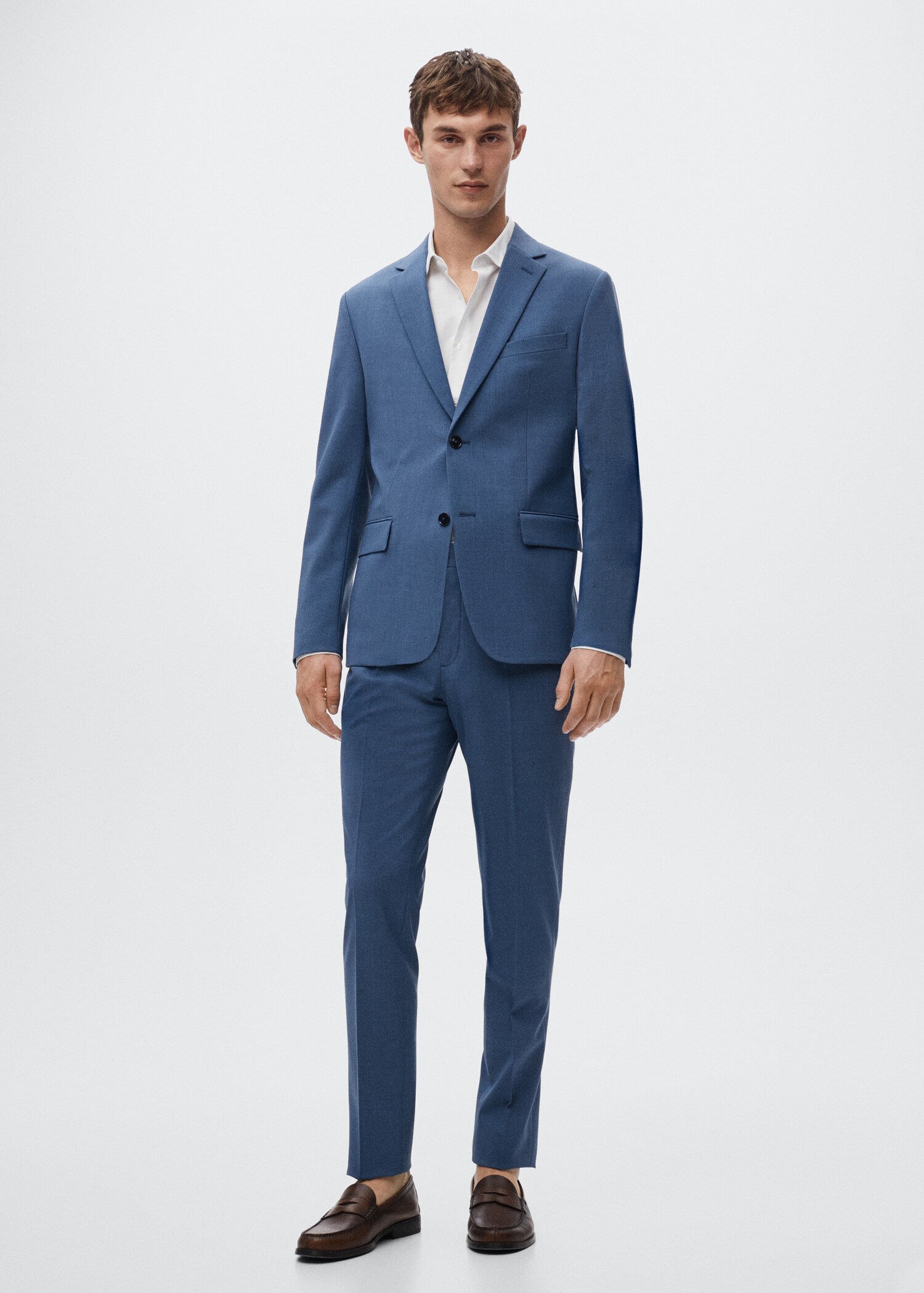 Slim fit stretch cotton suit shirt - General plane
