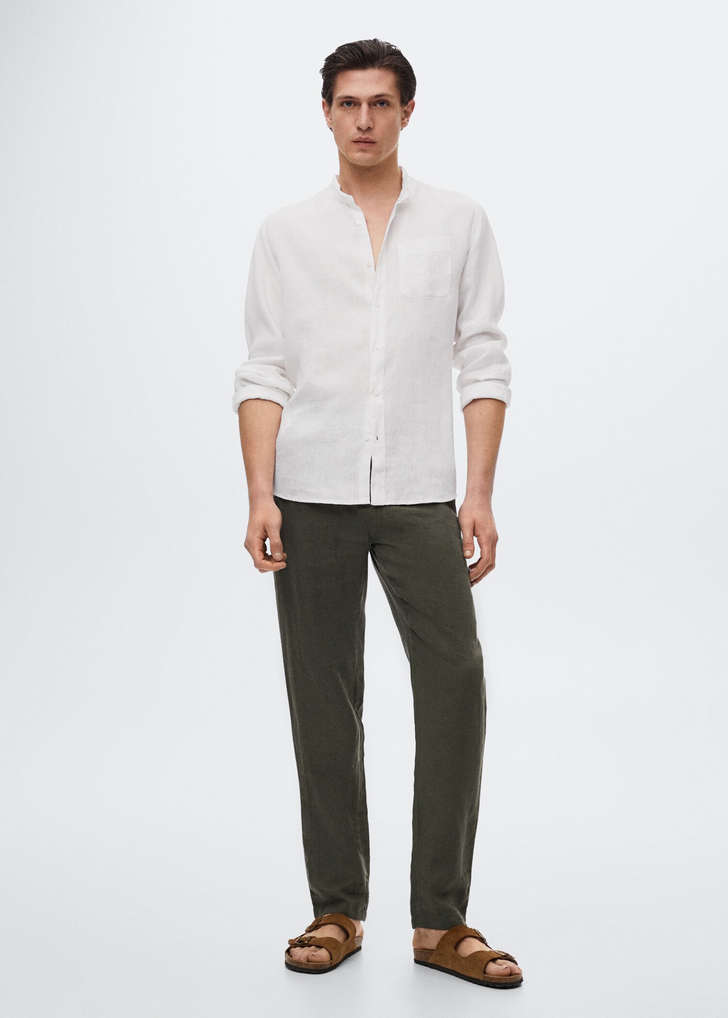 Ing slim fit len mandaringallér - Általános sík
