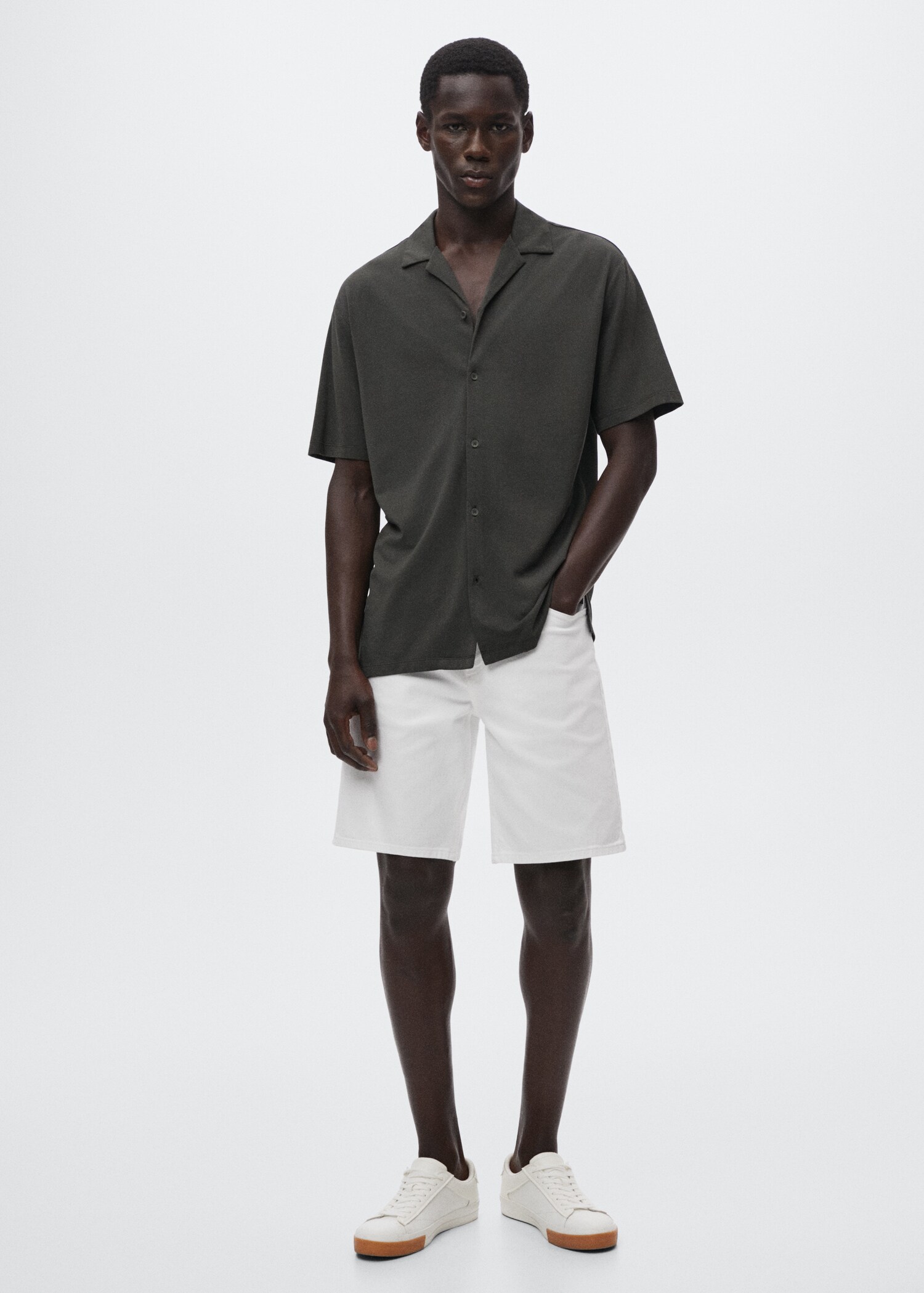 Regular-fit denim bermuda shorts - General plane