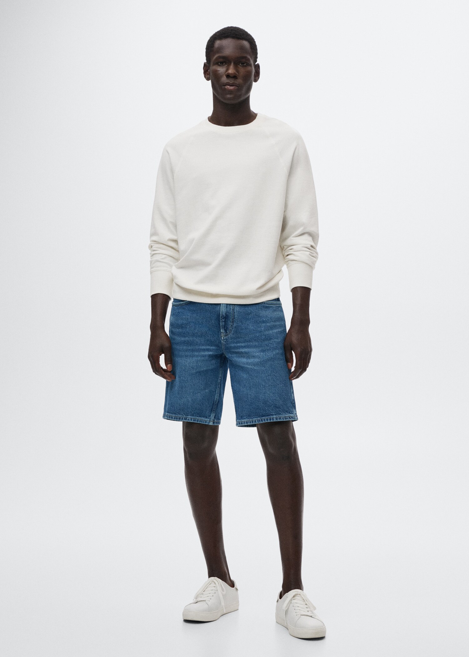 Regular-fit denim bermuda shorts - General plane