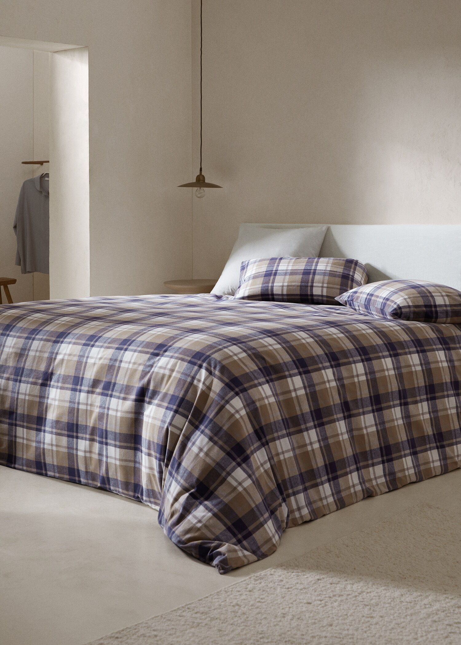 Woven check flannel duvet cover Bed 135/140cm - General plane