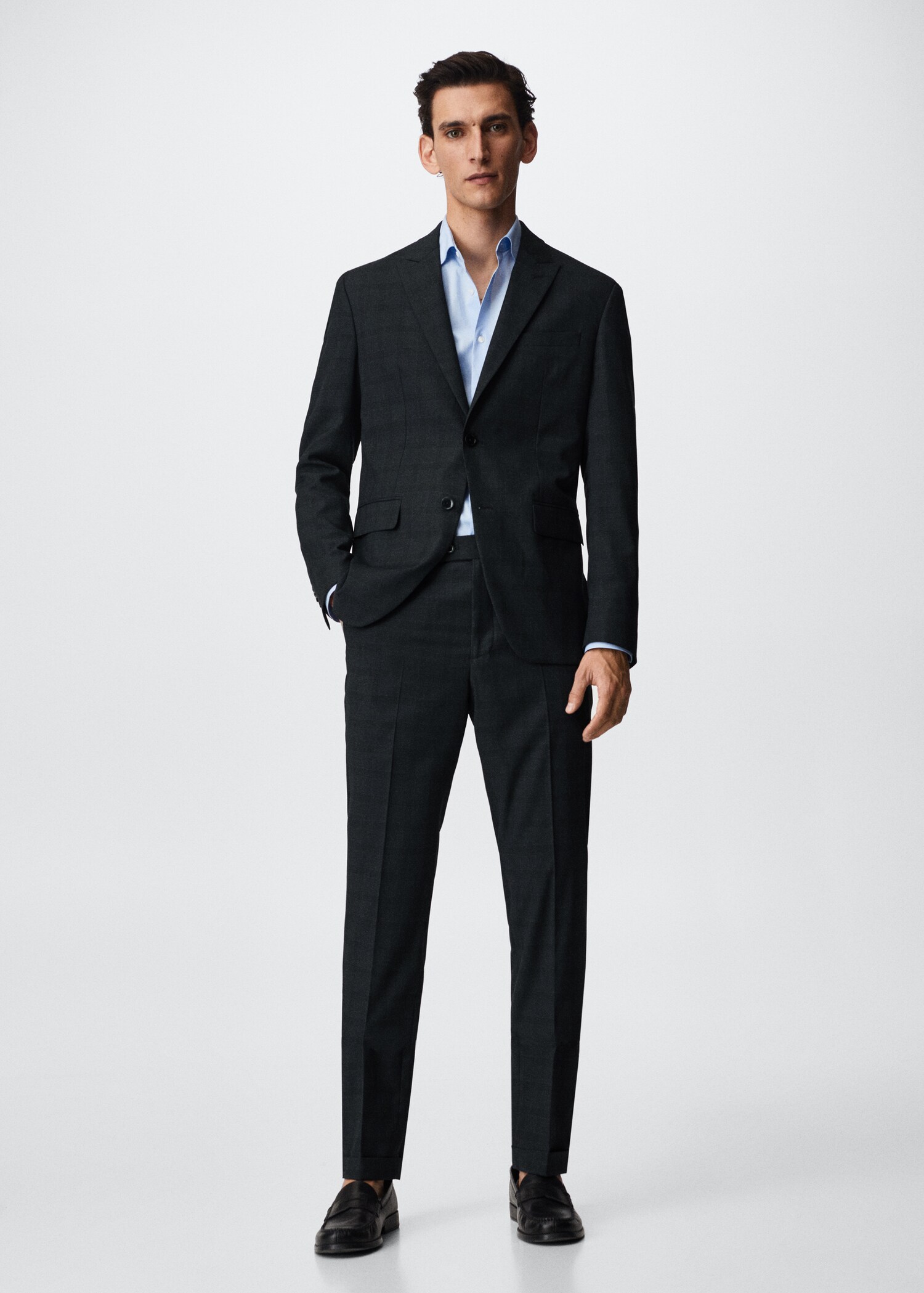 Americana vestir slim fit quadres - Pla general