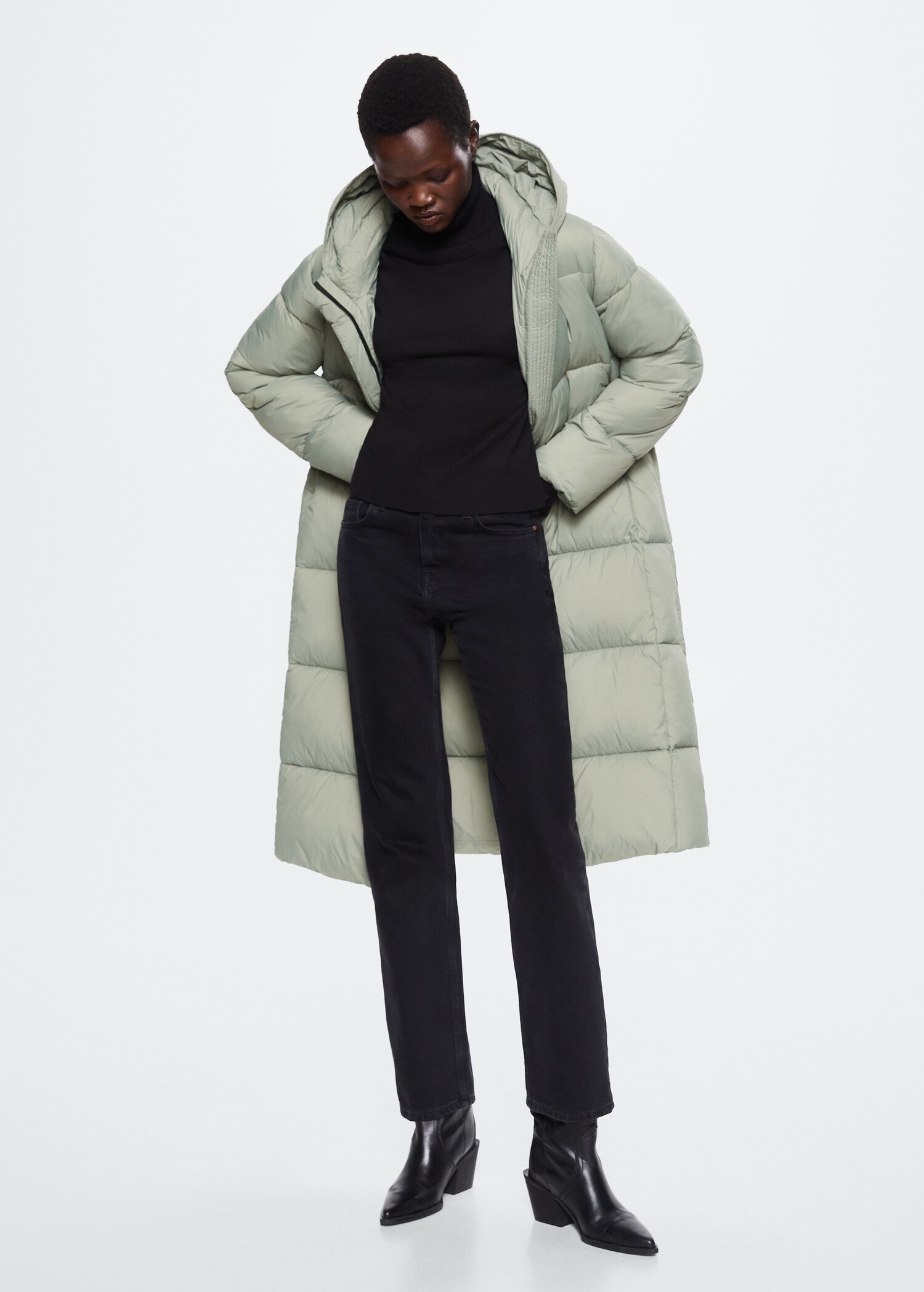 Quilted long coat - General plane