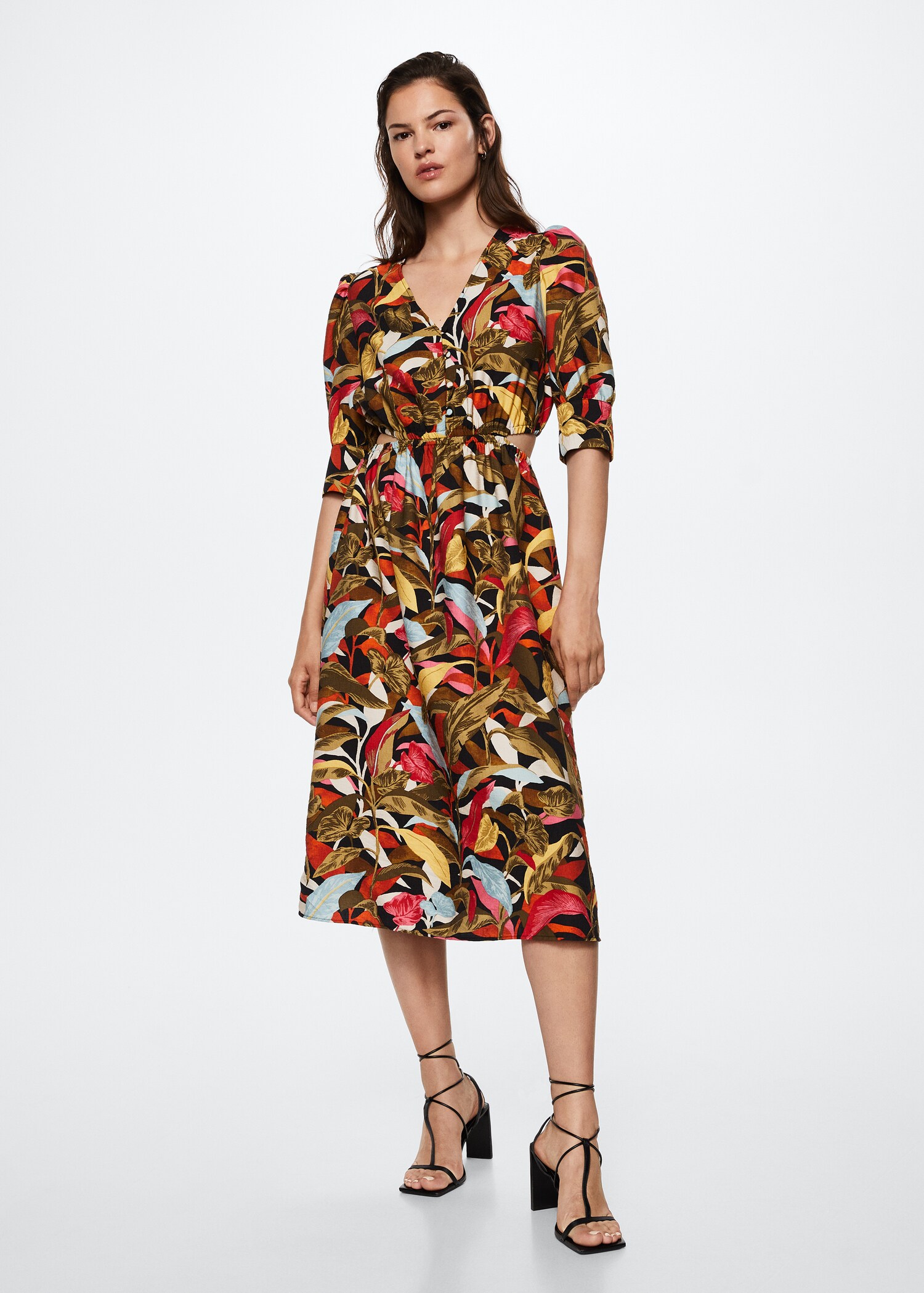 Printed cut-out detail dress - General plane