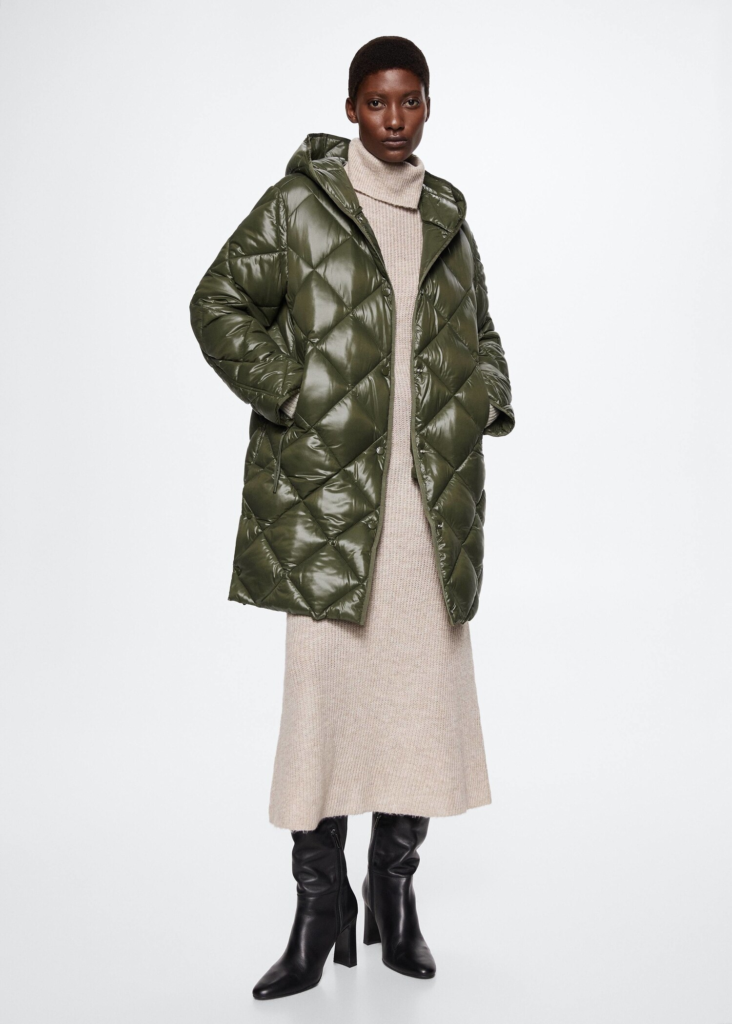 Hood quilted coat - General plane