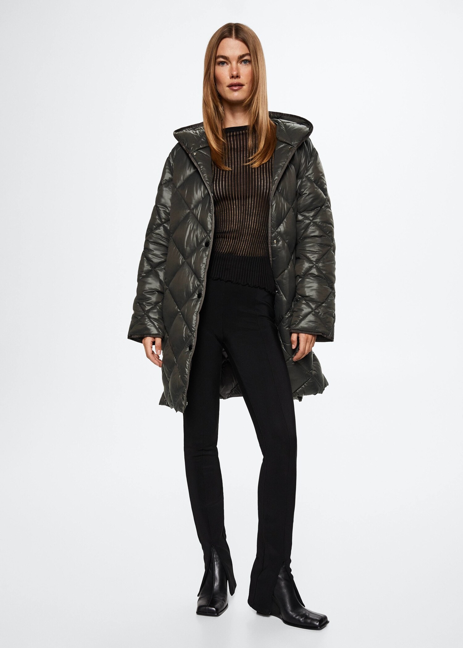 Hood quilted coat - General plane