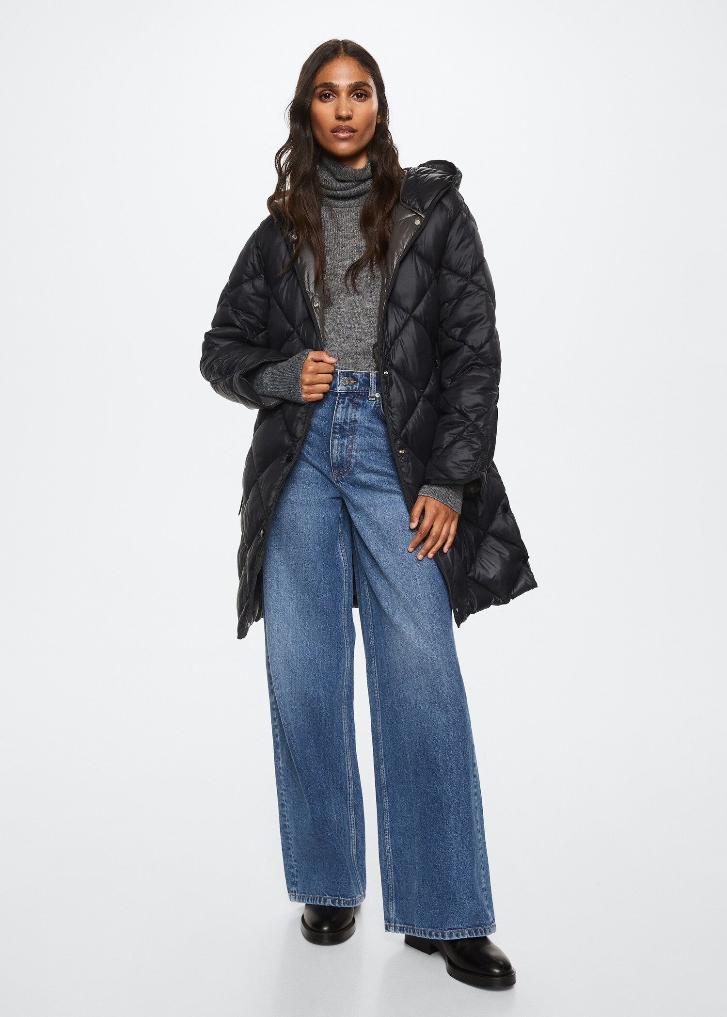 Hood quilted coat - General plane