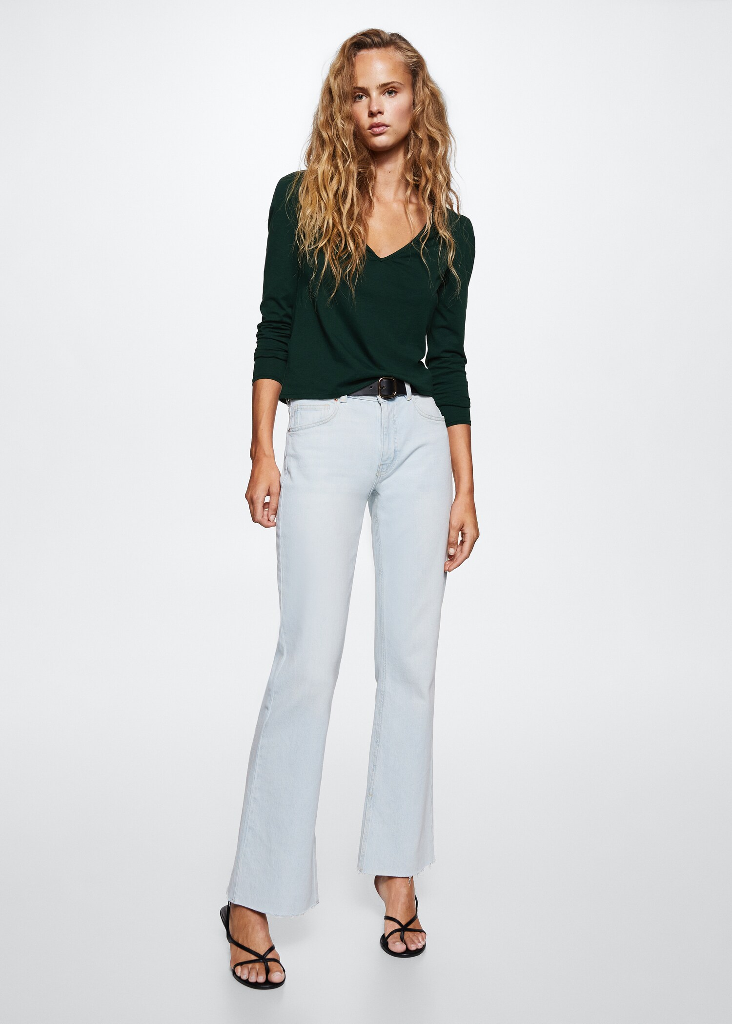 Long-sleeved V-neck T-shirt - General plane