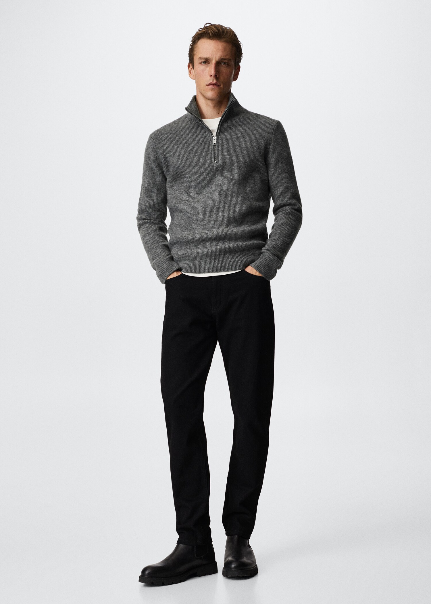 Zipped high collar sweater - General plane