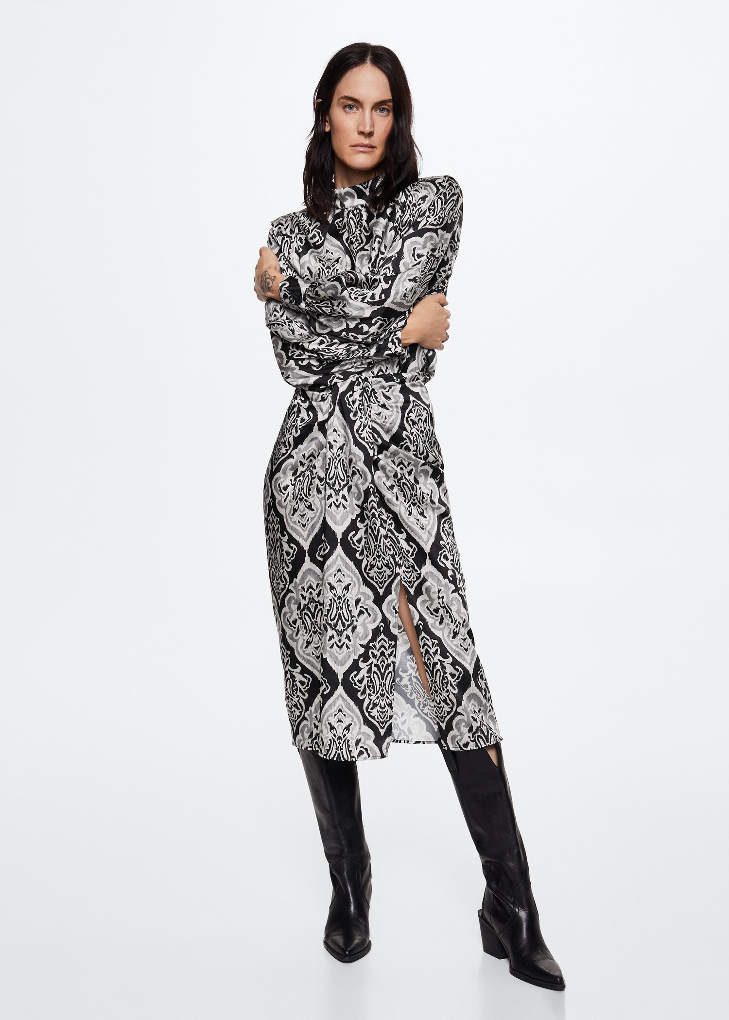 Blouse imprimée col montant - Plan général