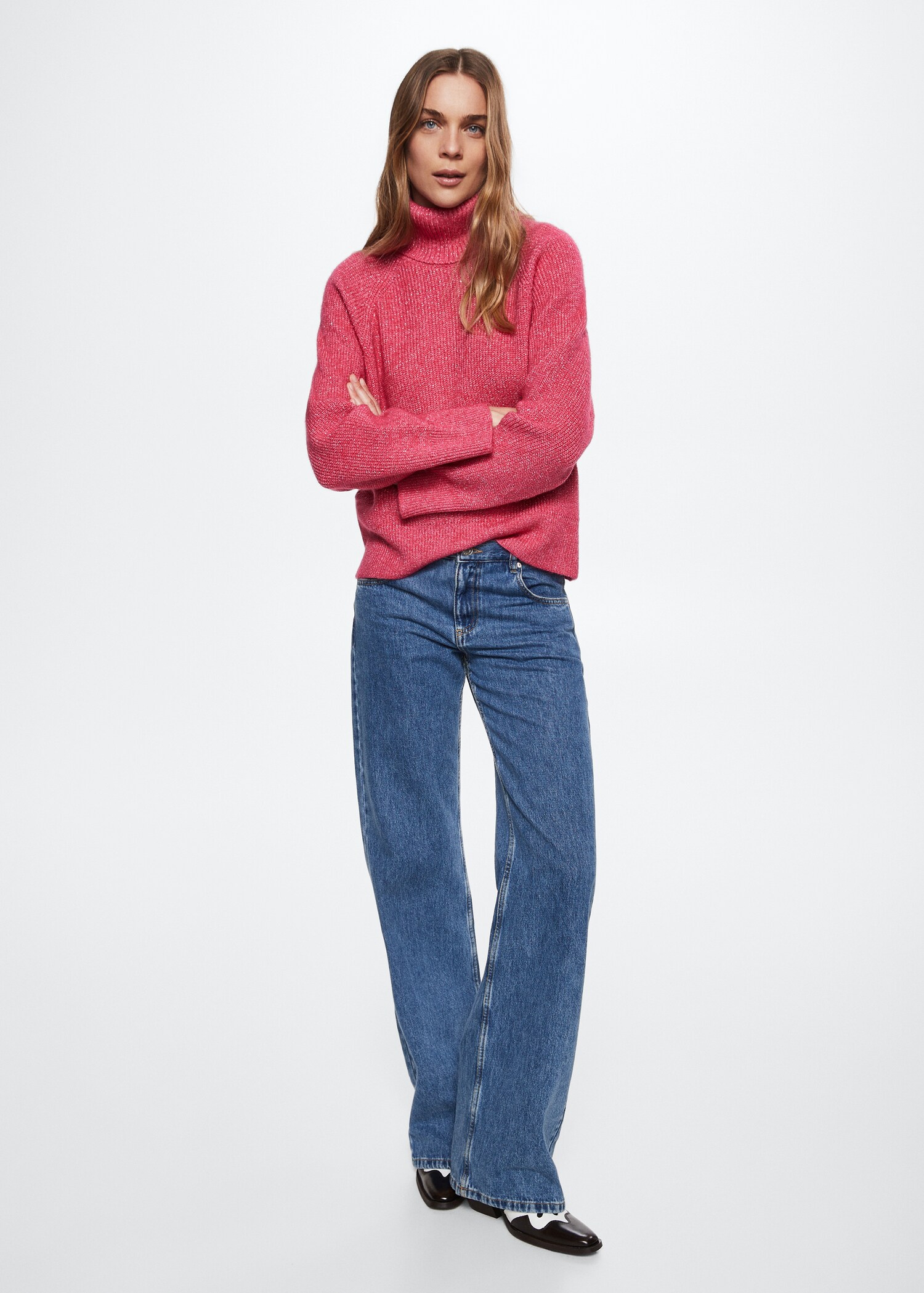 Pull-over côtelé Lurex col roulé - Plan général