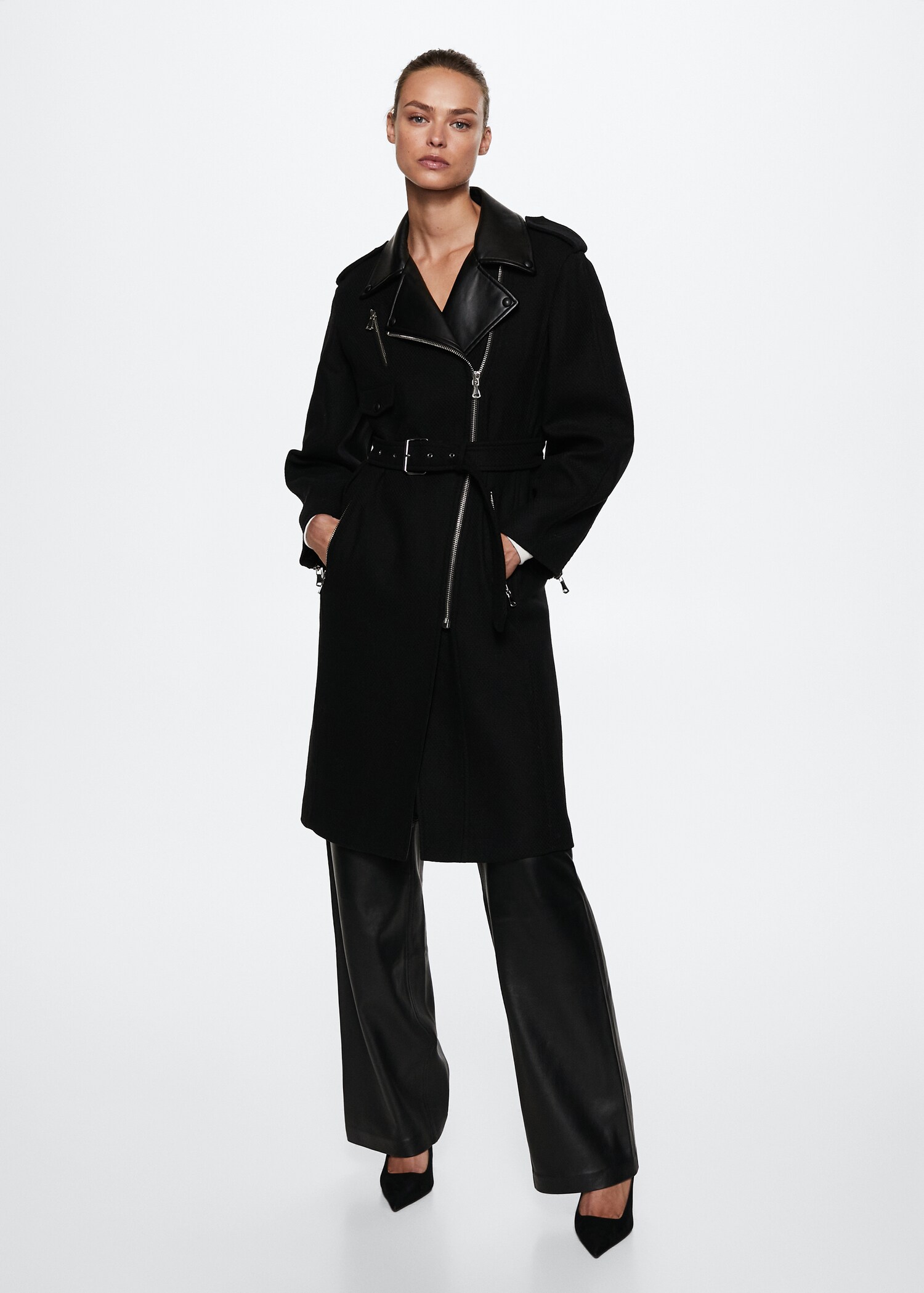 Wool biker coat - General plane