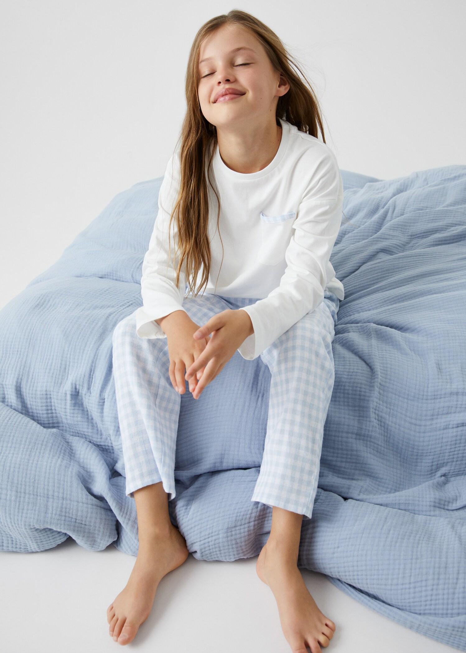 Tvådelad rutig pyjamas lång byxa - Allmän bild