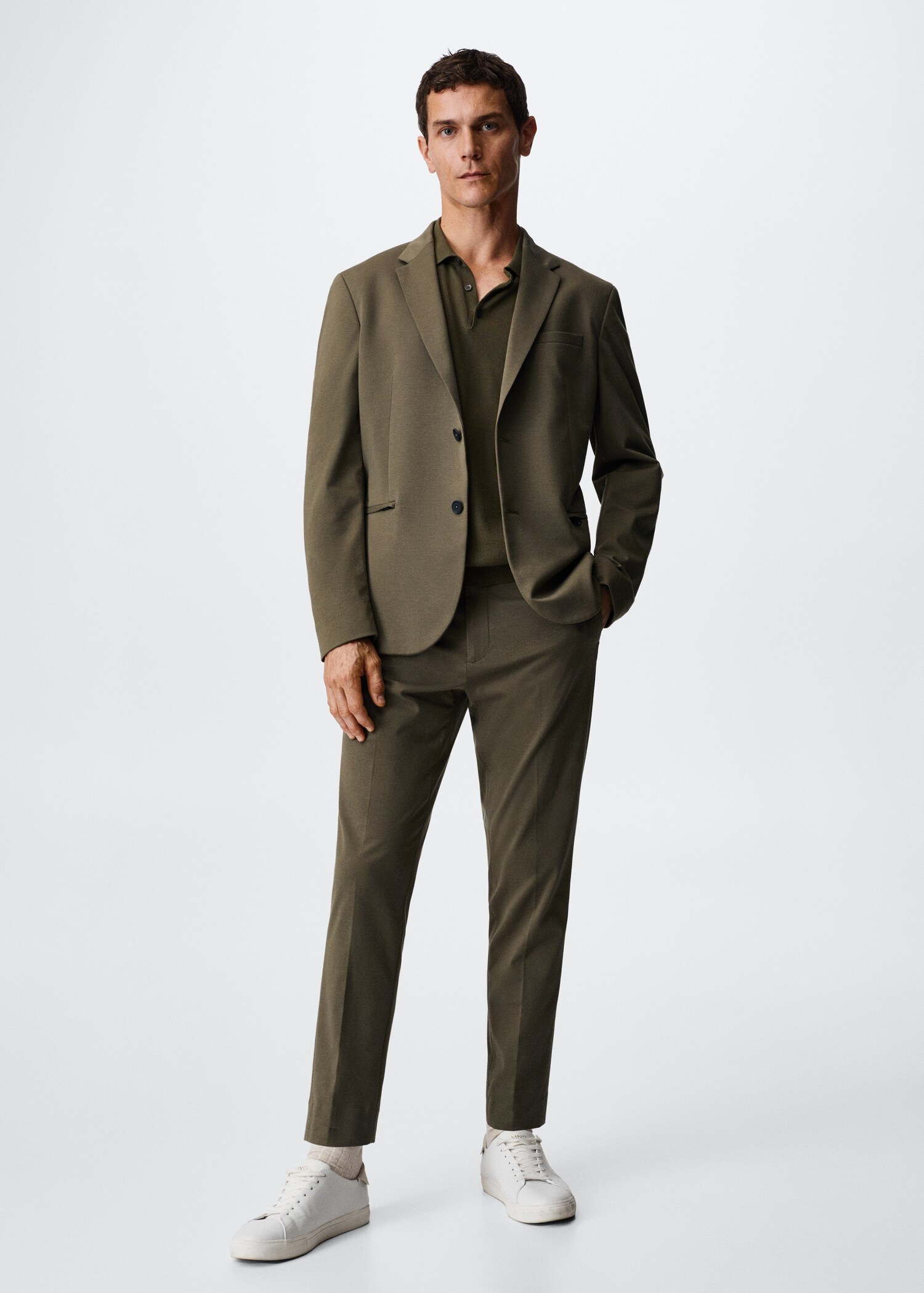 Slim-fit cotton suit trousers - General plane