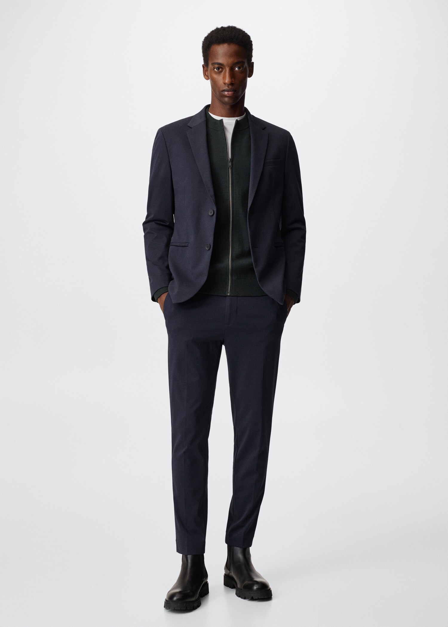 Slim-fit cotton suit trousers - General plane