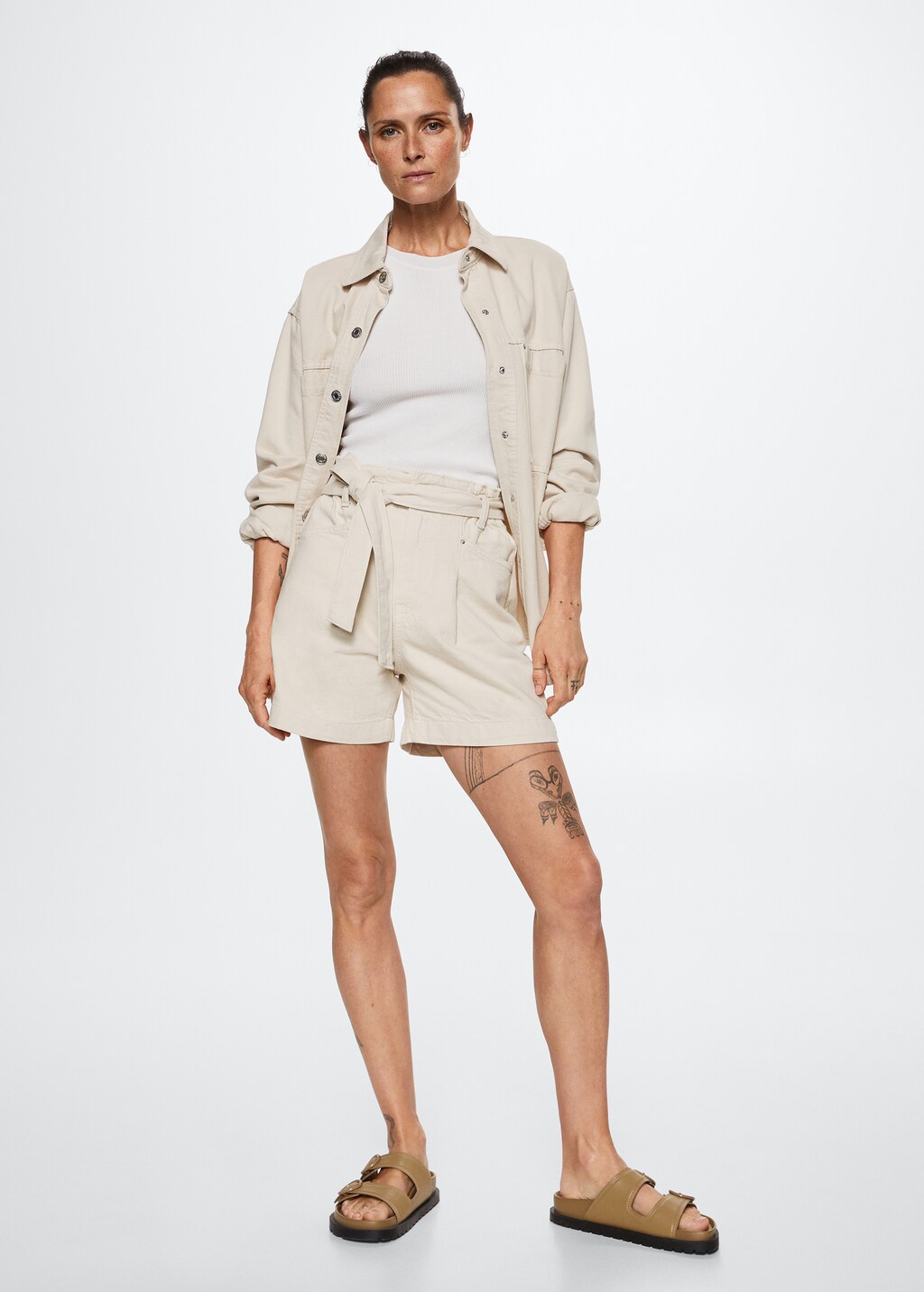 Paperbag denim shorts Women MANGO OUTLET Estonia
