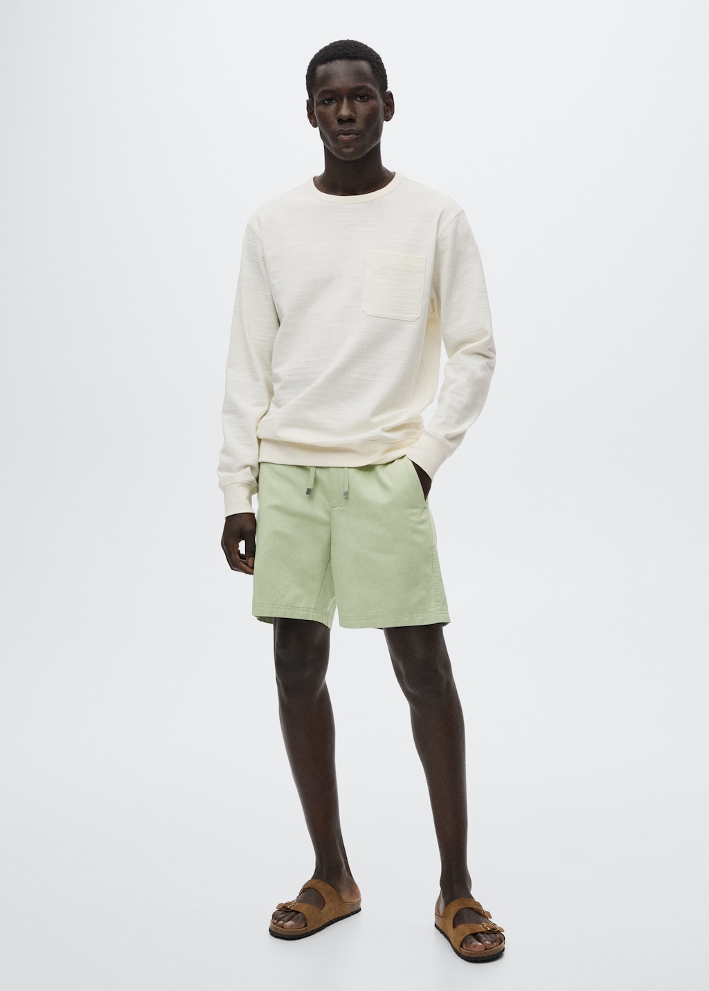Bermuda lin coton homme best sale